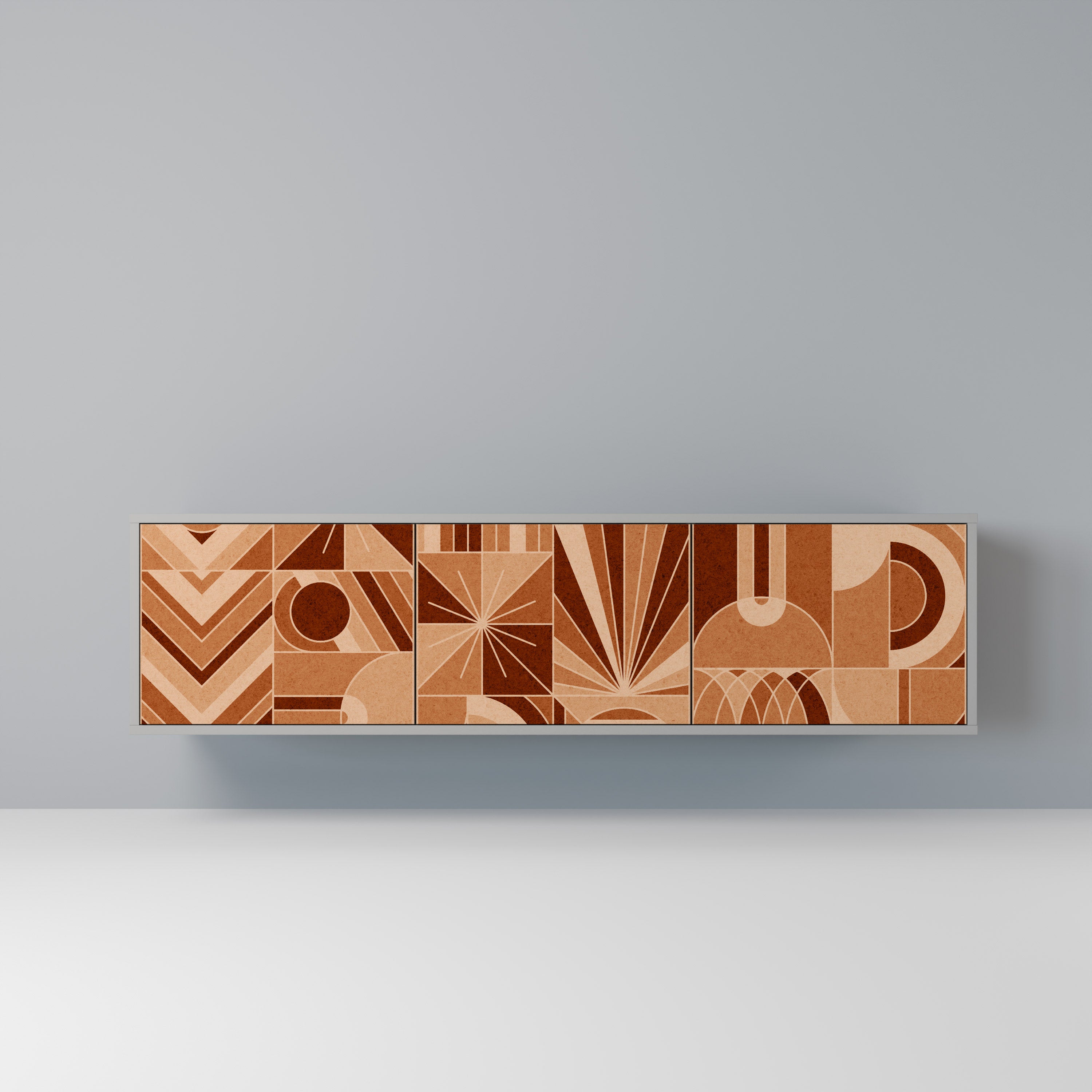 Meuble TV 3 portes PRISM MOSAIC finition grise