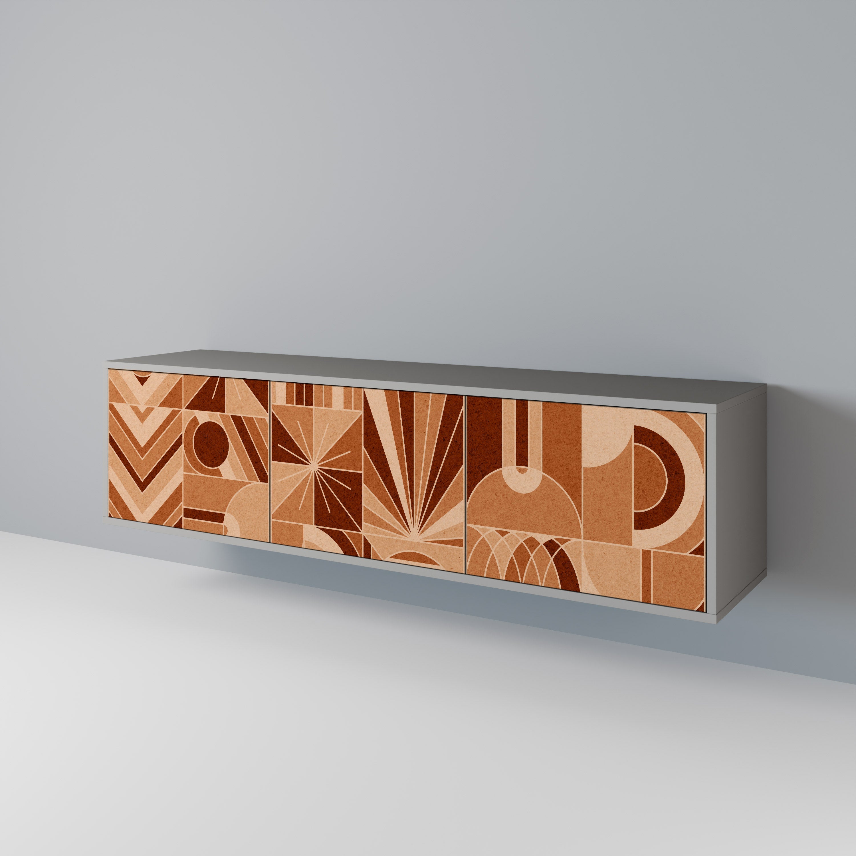 Meuble TV 3 portes PRISM MOSAIC finition grise