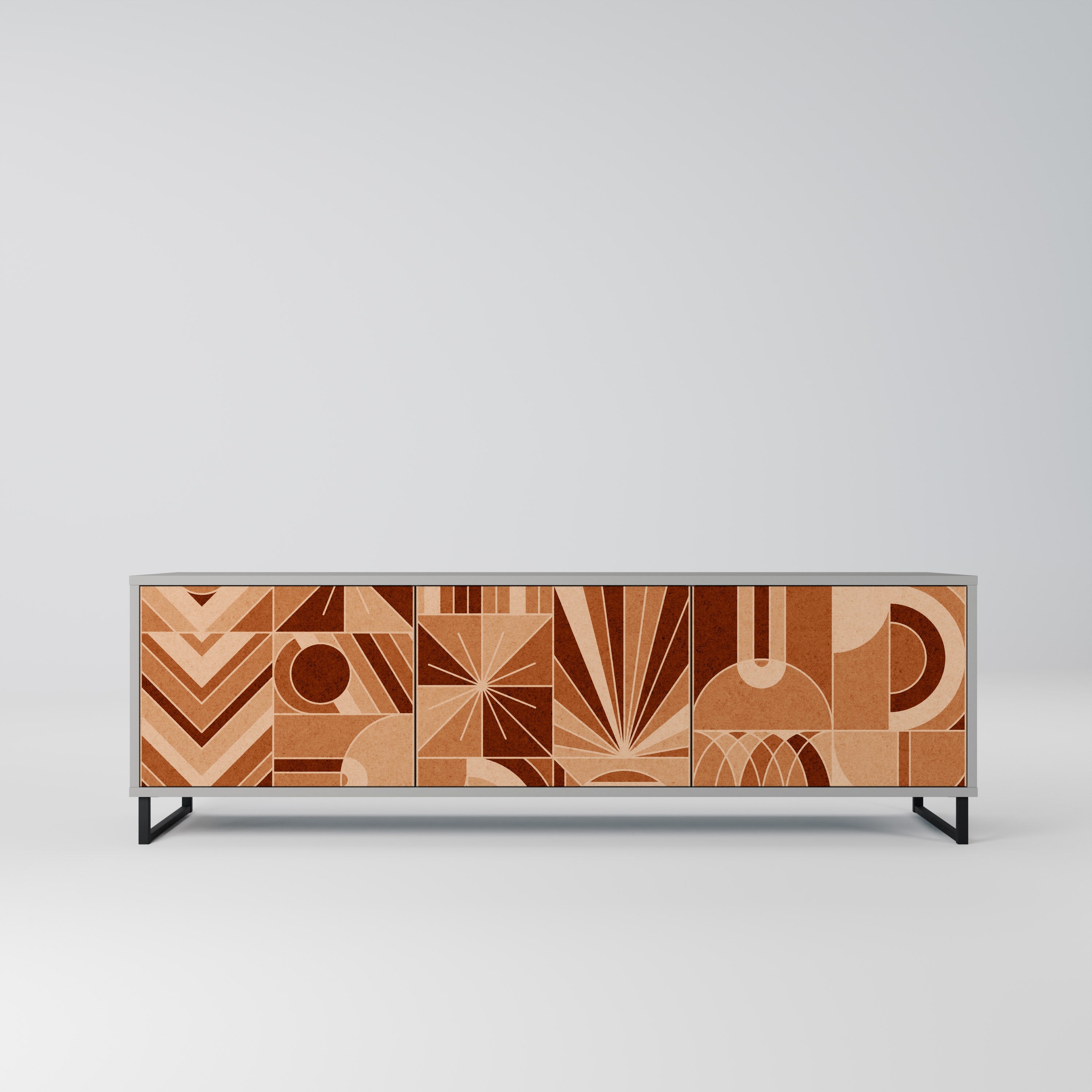 Meuble TV 3 portes PRISM MOSAIC finition grise