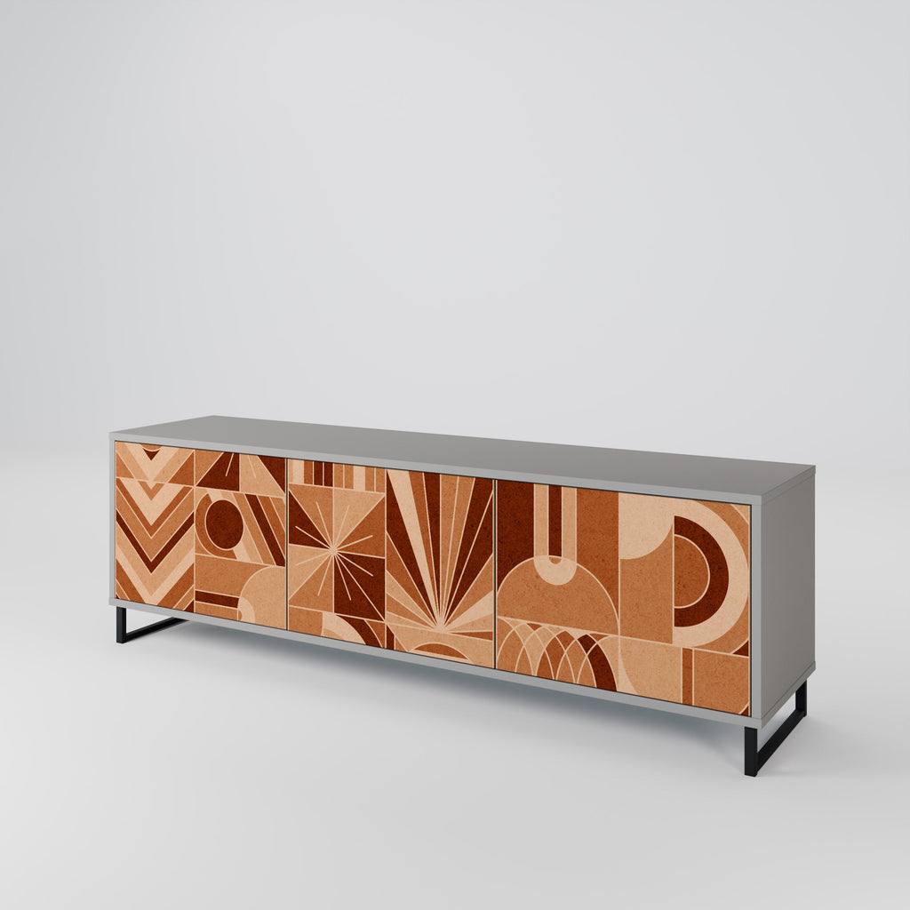 Meuble TV 3 portes PRISM MOSAIC finition grise