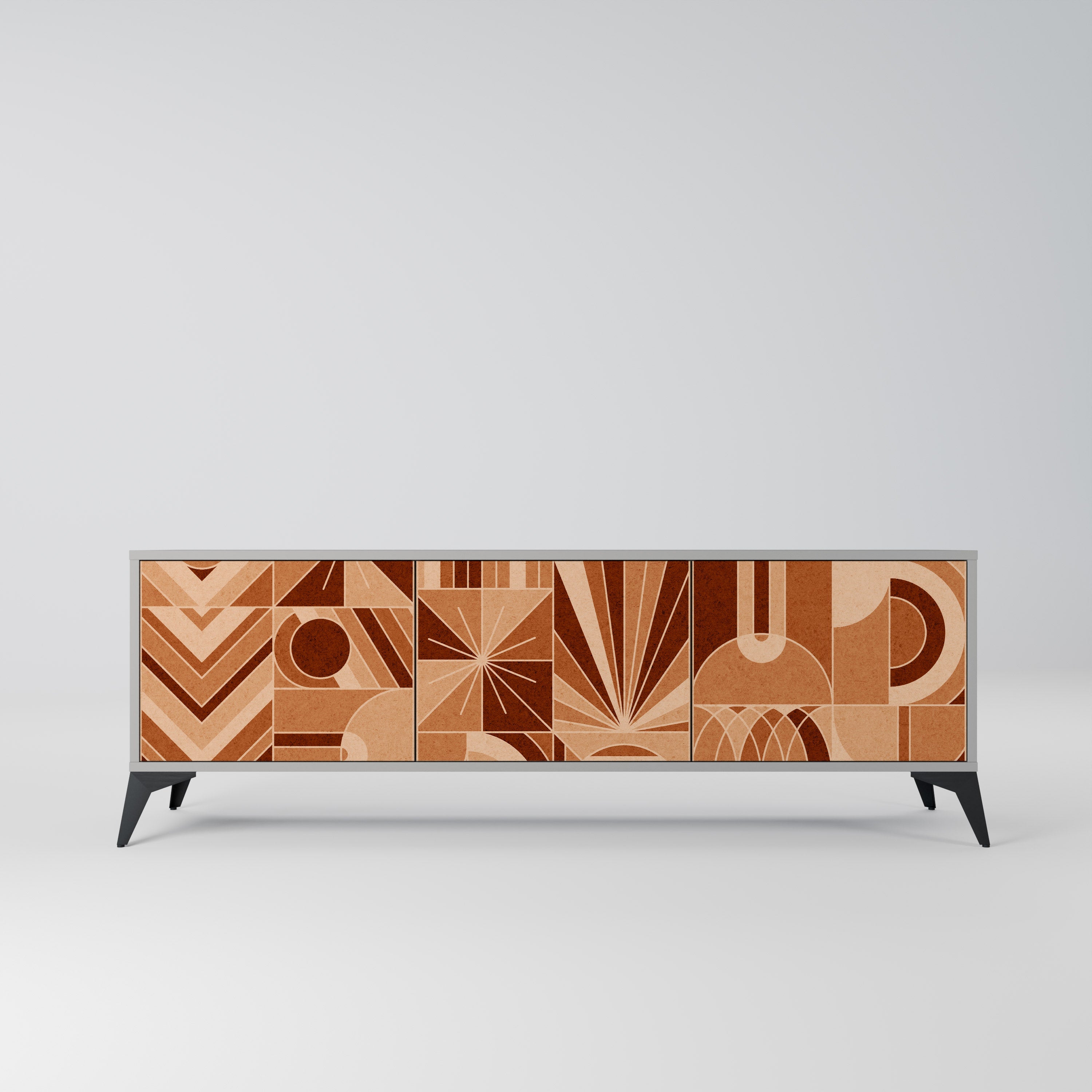 Meuble TV 3 portes PRISM MOSAIC finition grise