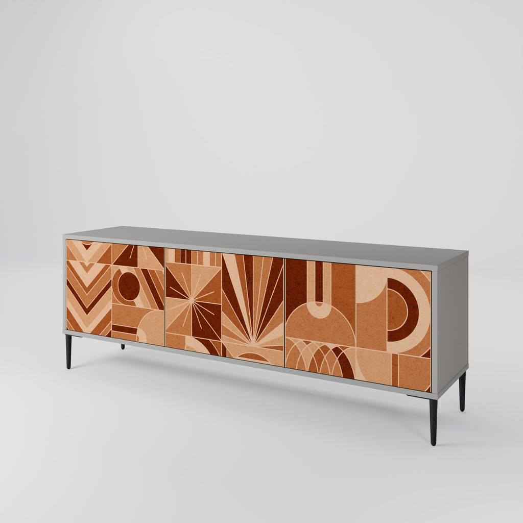 Meuble TV 3 portes PRISM MOSAIC finition grise