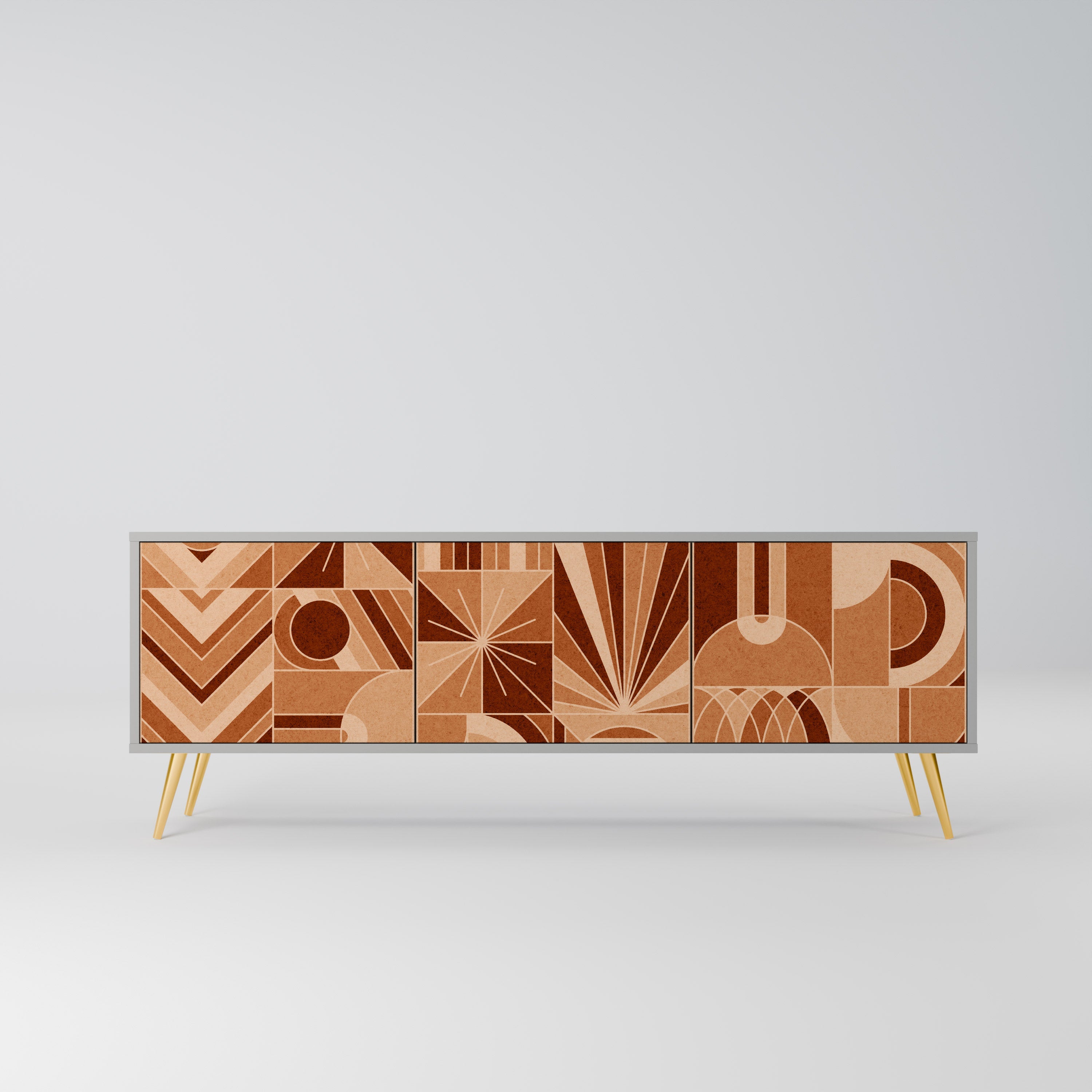 Meuble TV 3 portes PRISM MOSAIC finition grise