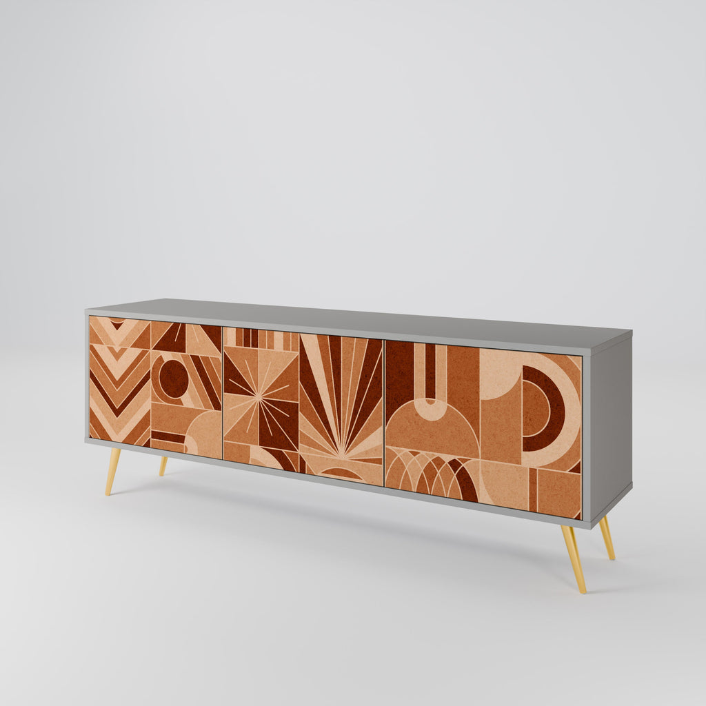 Meuble TV 3 portes PRISM MOSAIC finition grise