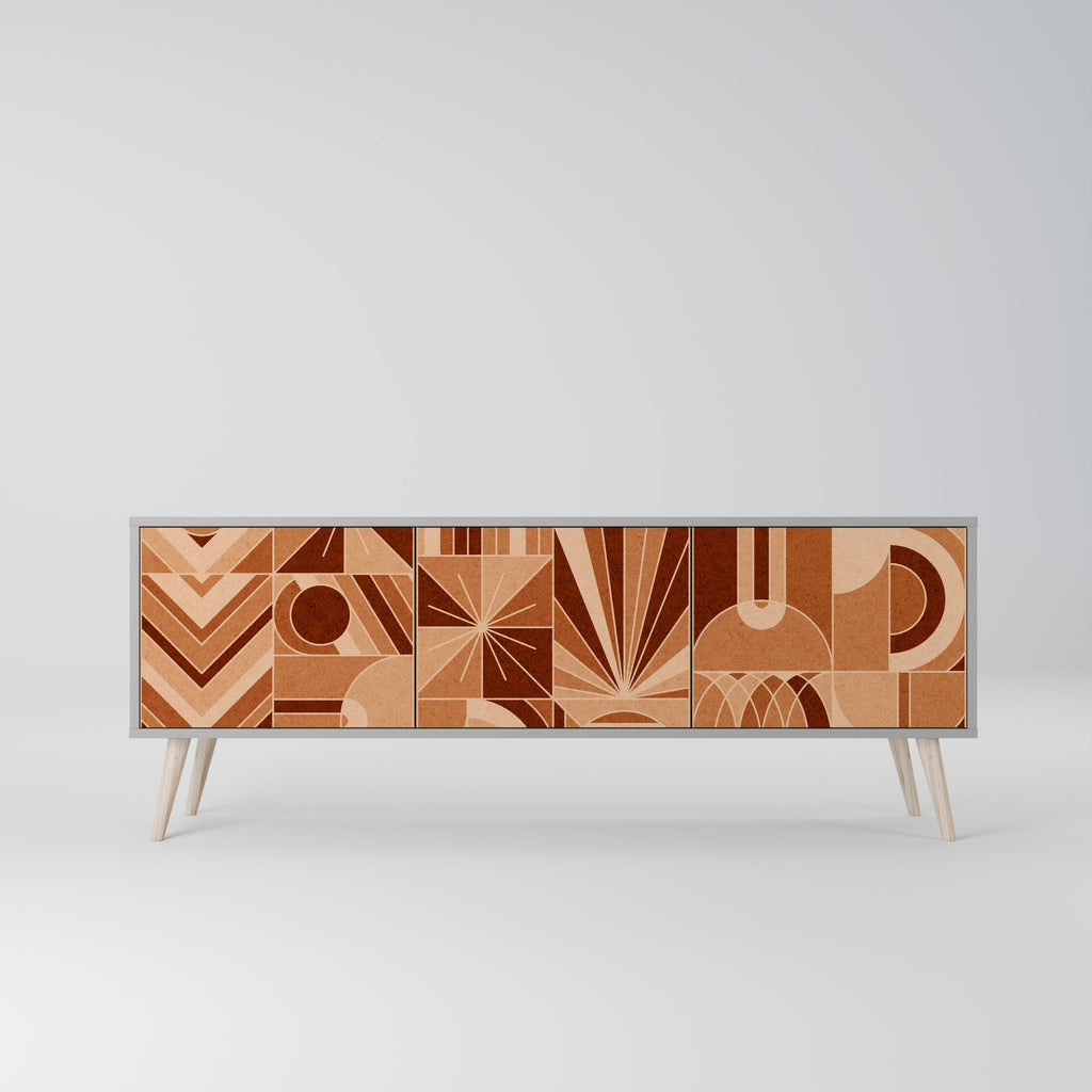 Meuble TV 3 portes PRISM MOSAIC finition grise