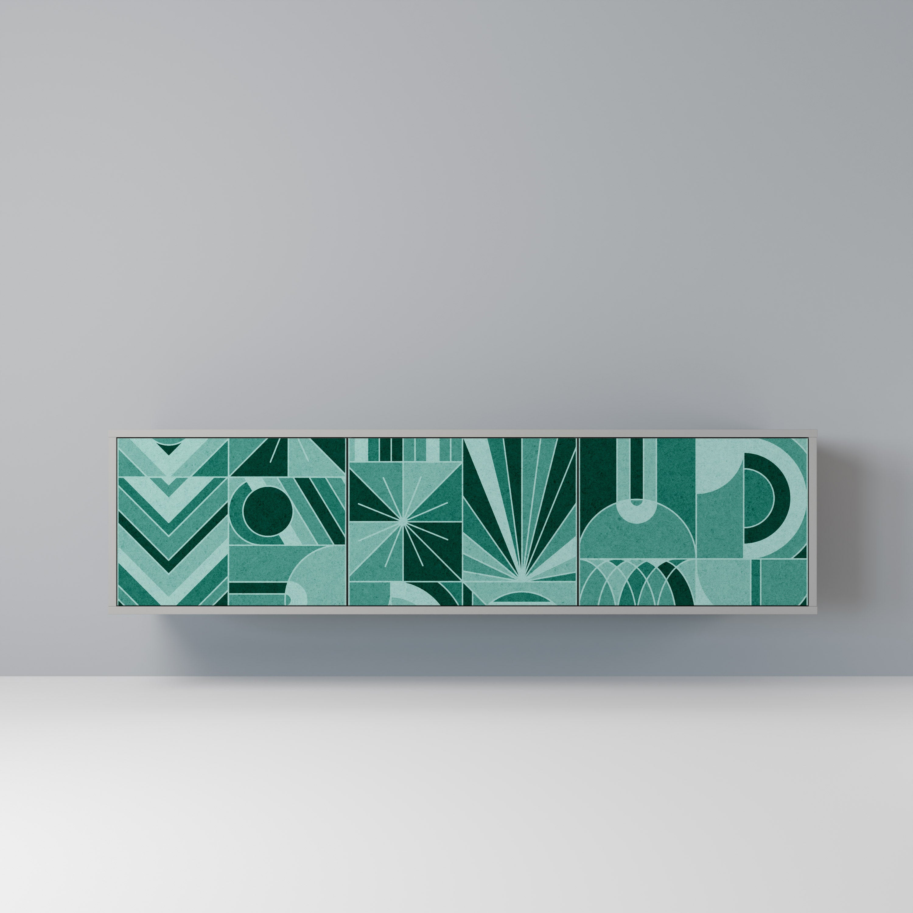 Meuble TV 3 portes HARMONIC GRID, finition grise