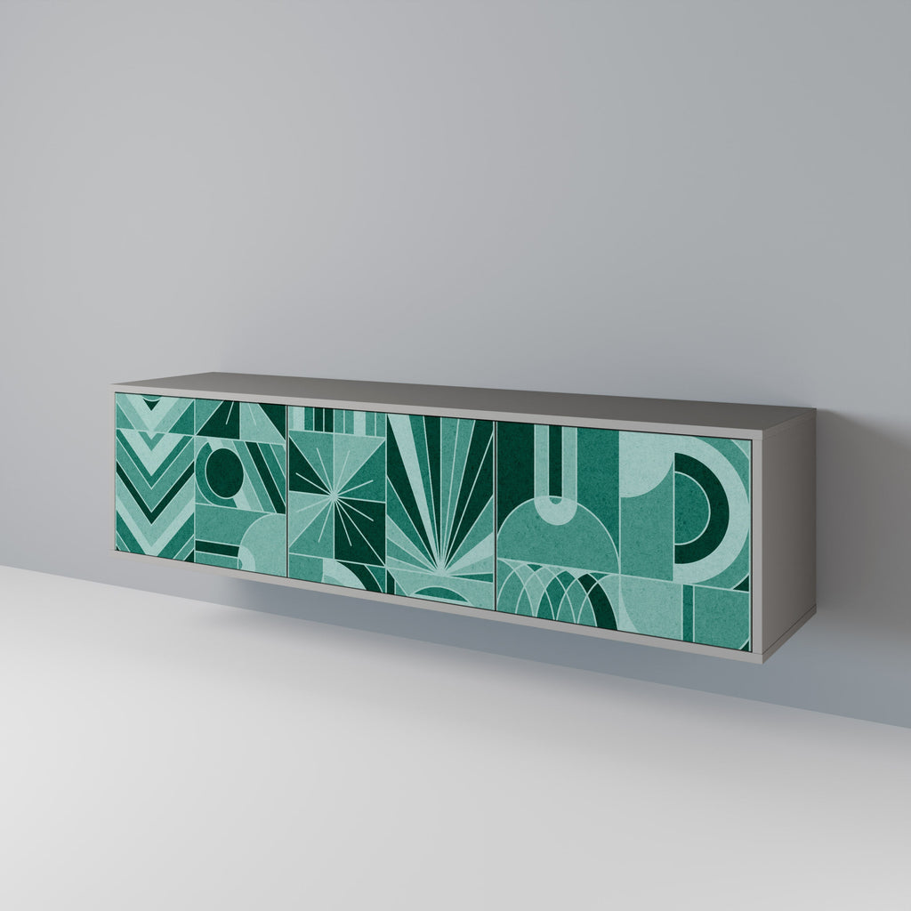 Meuble TV 3 portes HARMONIC GRID, finition grise
