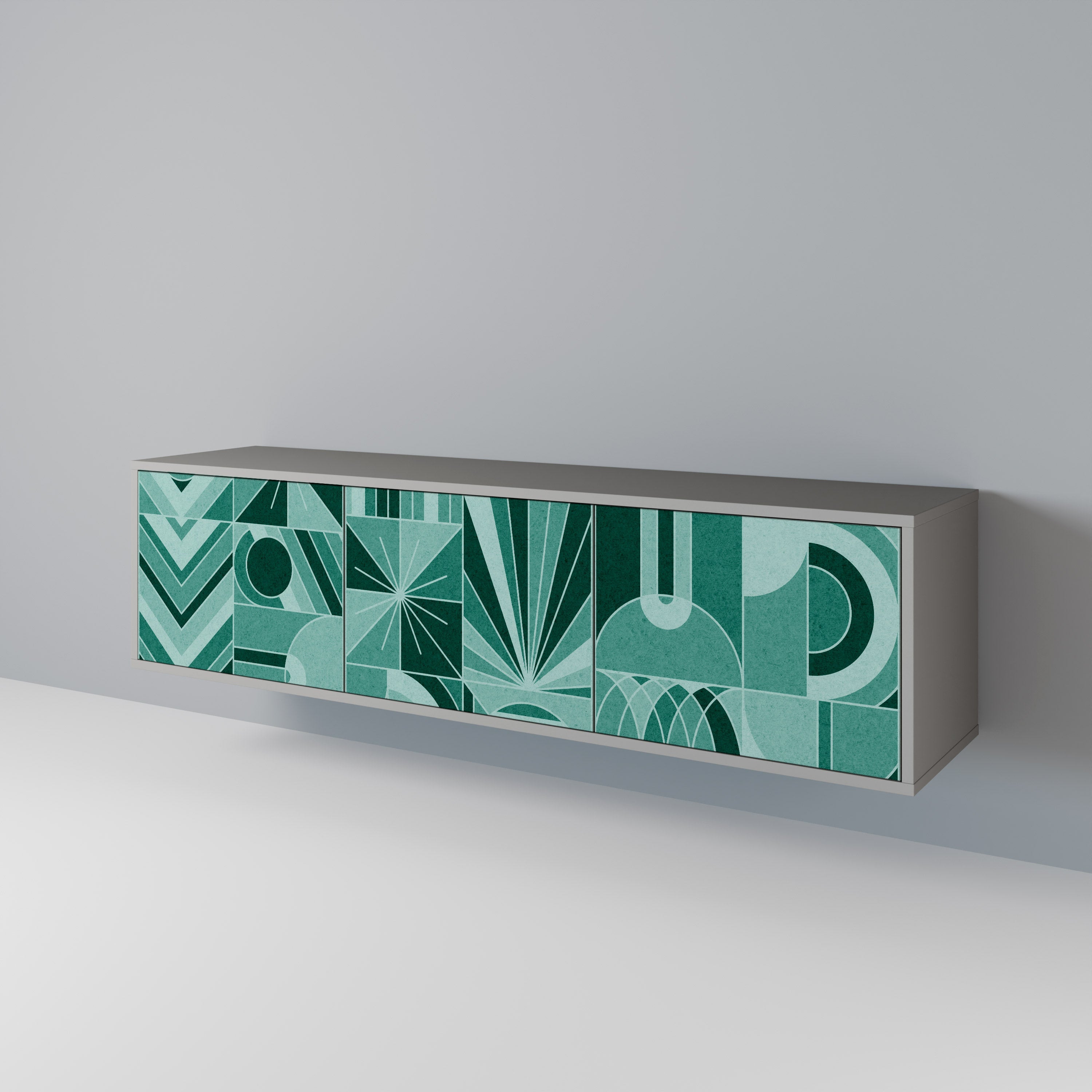Meuble TV 3 portes HARMONIC GRID, finition grise