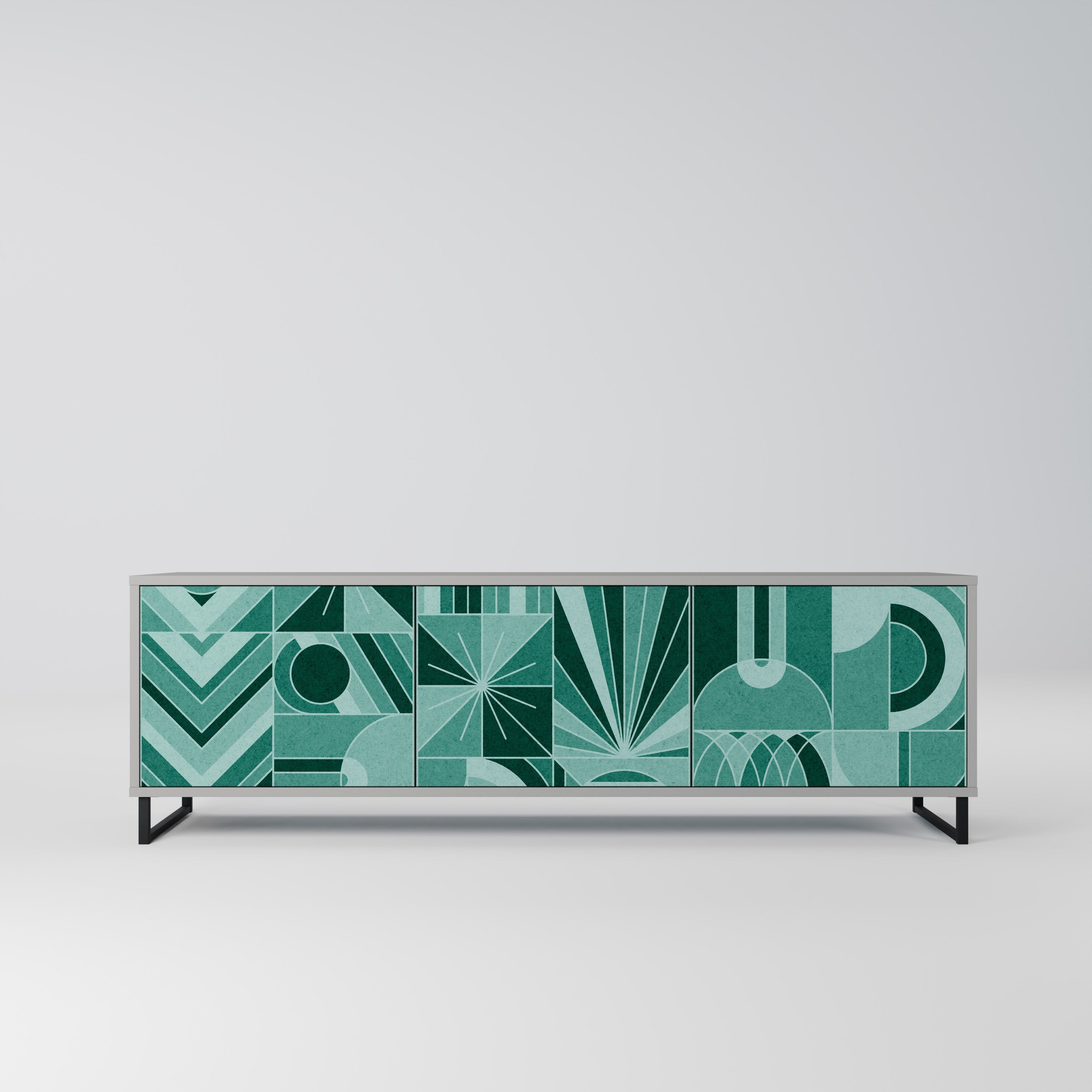 Meuble TV 3 portes HARMONIC GRID, finition grise