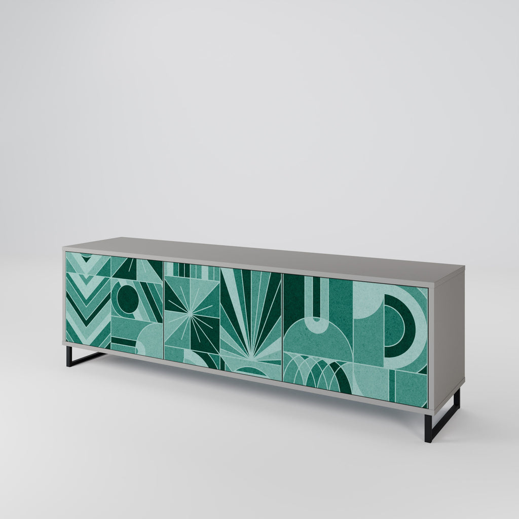 Meuble TV 3 portes HARMONIC GRID, finition grise