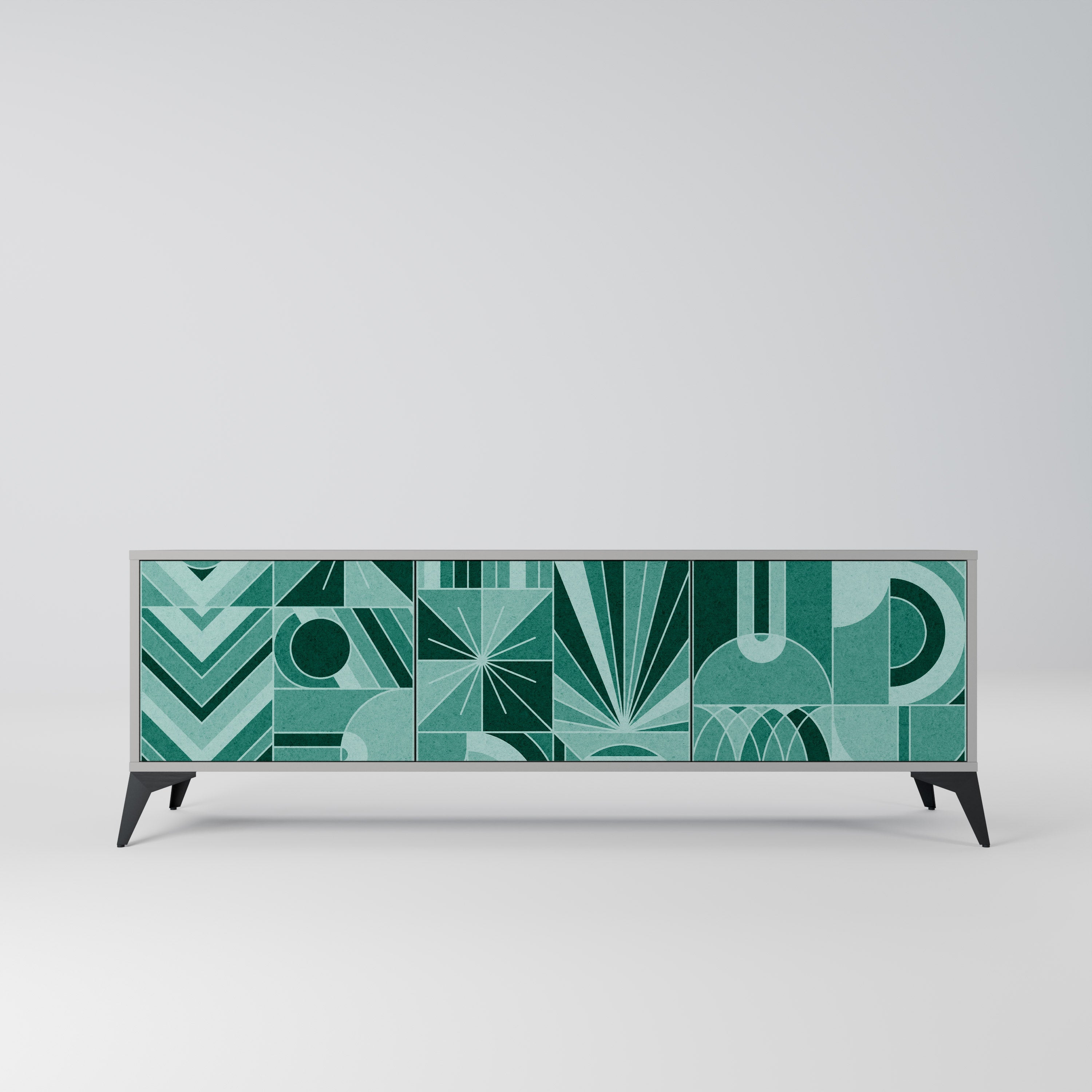 Meuble TV 3 portes HARMONIC GRID, finition grise