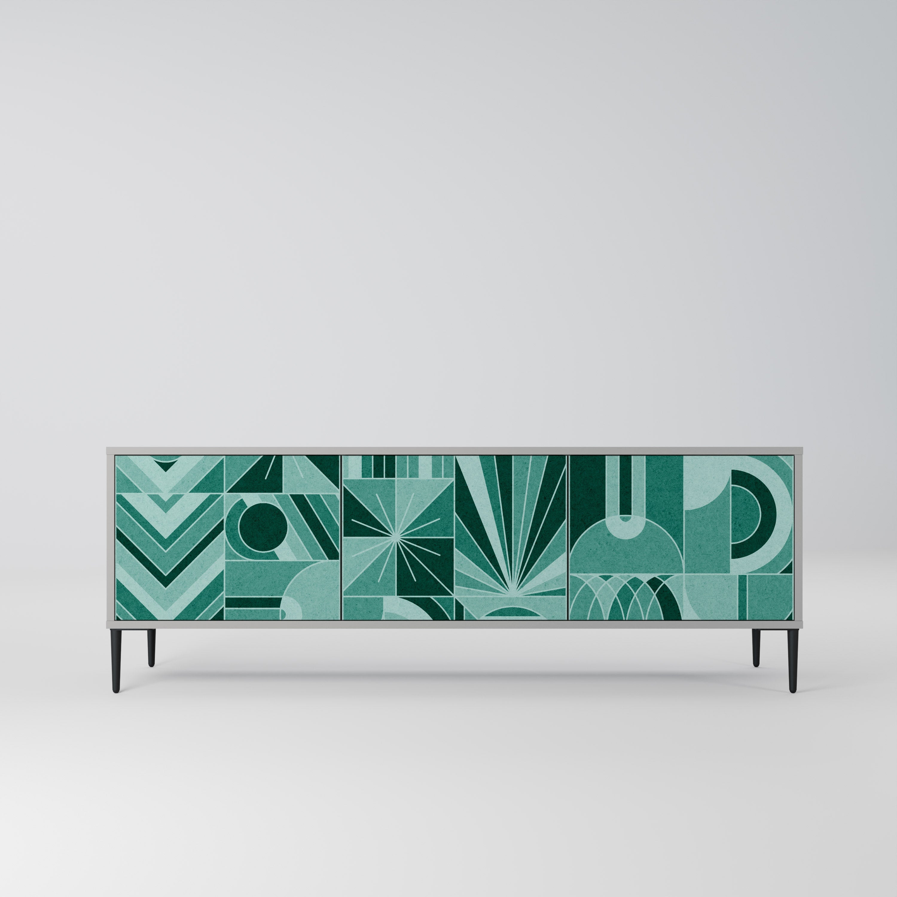 Meuble TV 3 portes HARMONIC GRID, finition grise