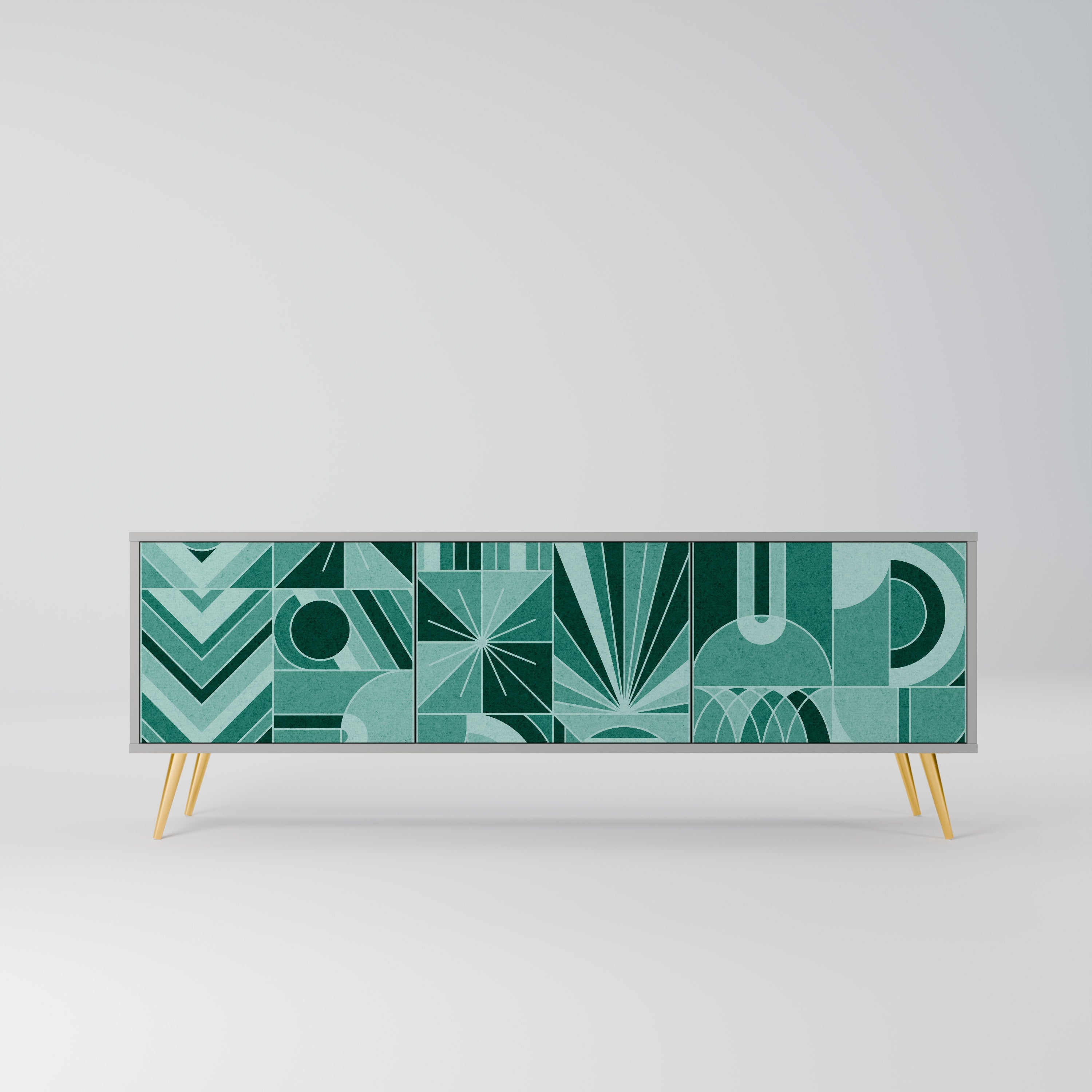 Meuble TV 3 portes HARMONIC GRID, finition grise