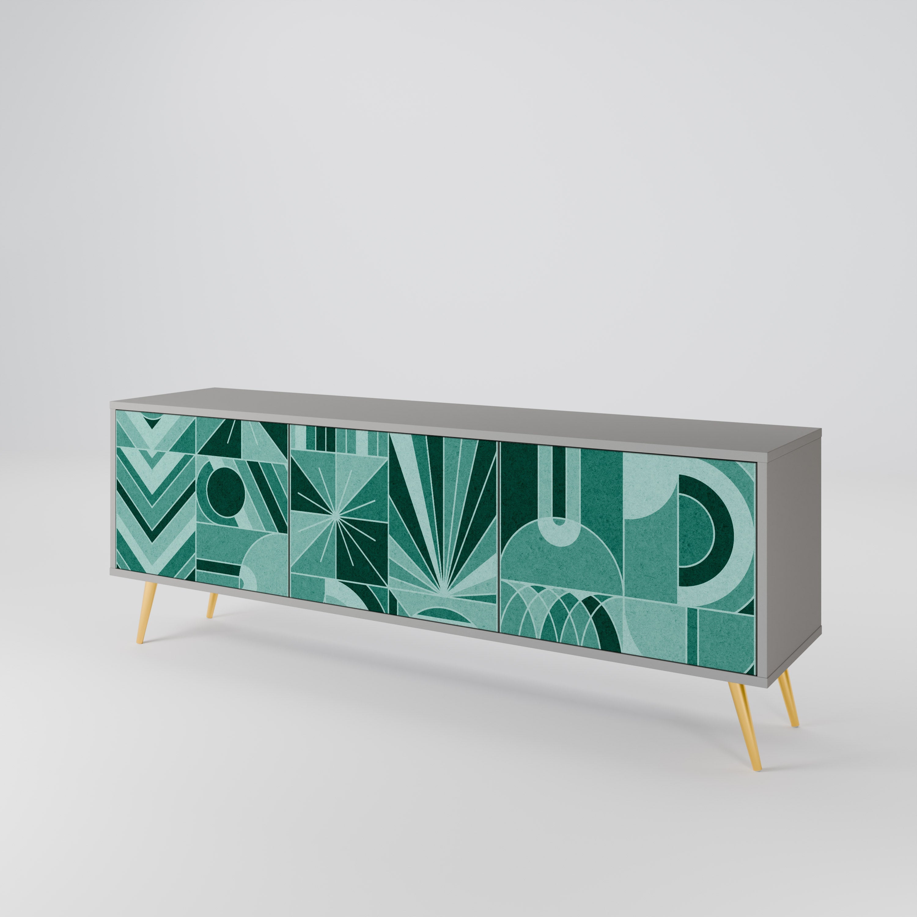 Meuble TV 3 portes HARMONIC GRID, finition grise