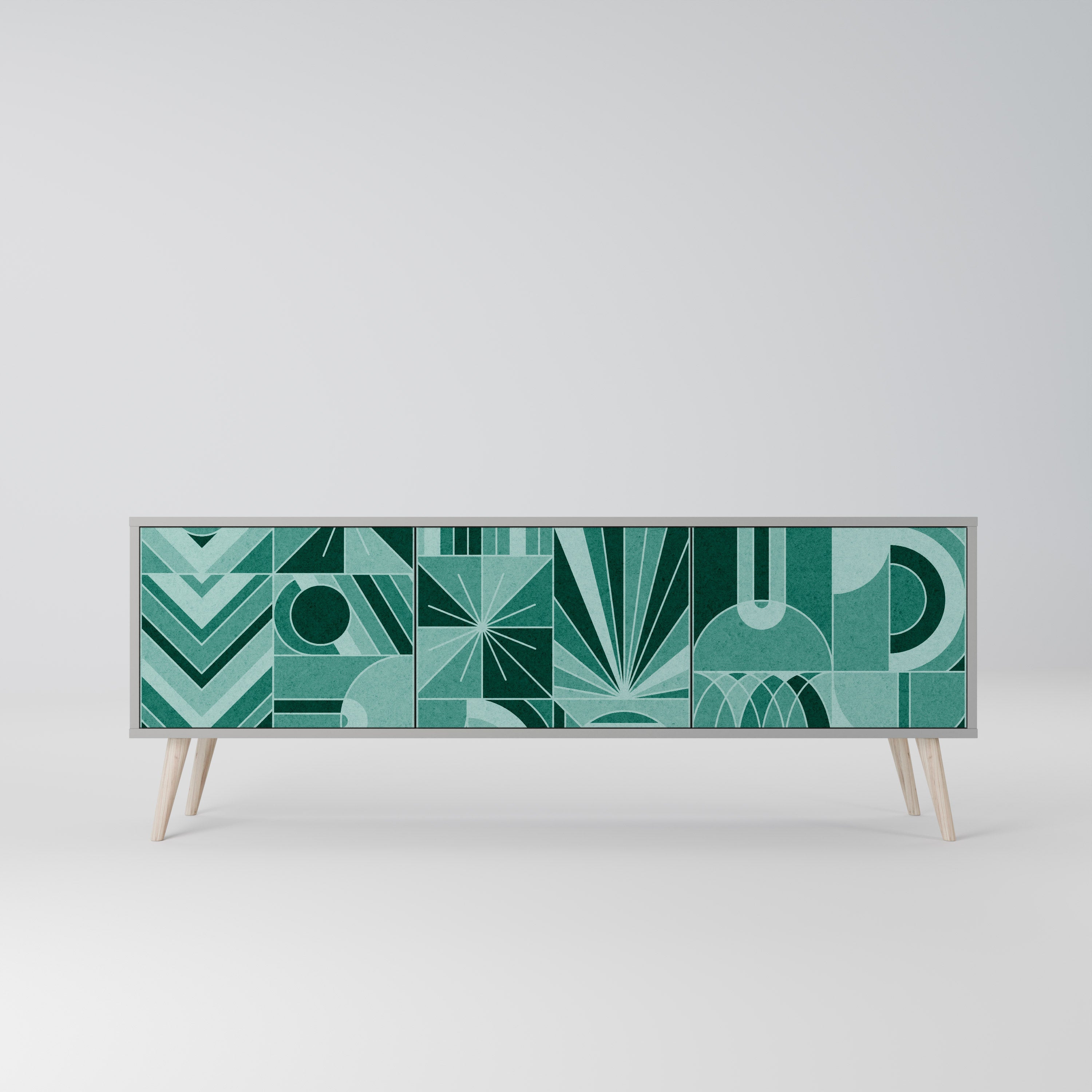 Meuble TV 3 portes HARMONIC GRID, finition grise