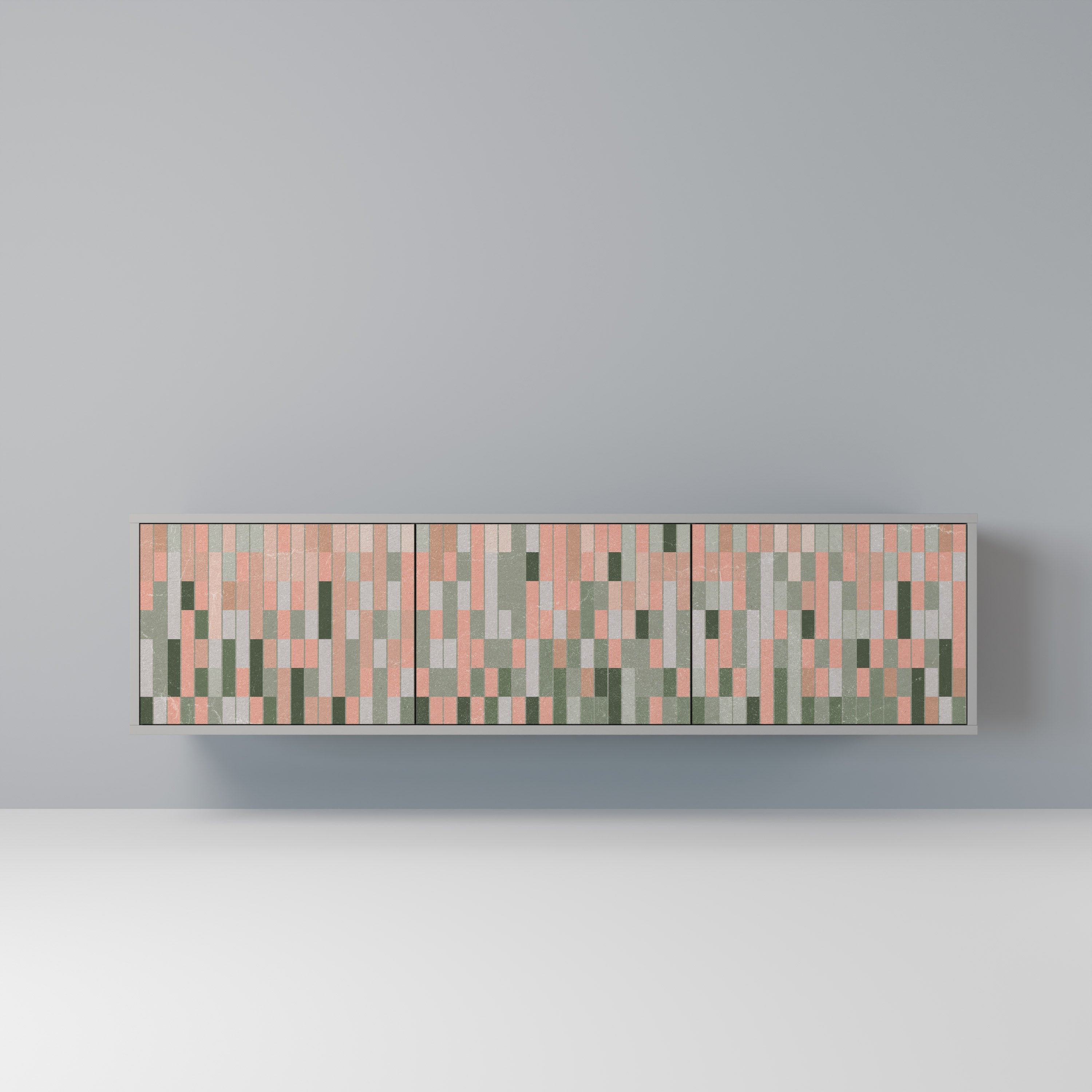 CONSTRUIRE L'AVENIR Meuble TV 3 portes en finition grise