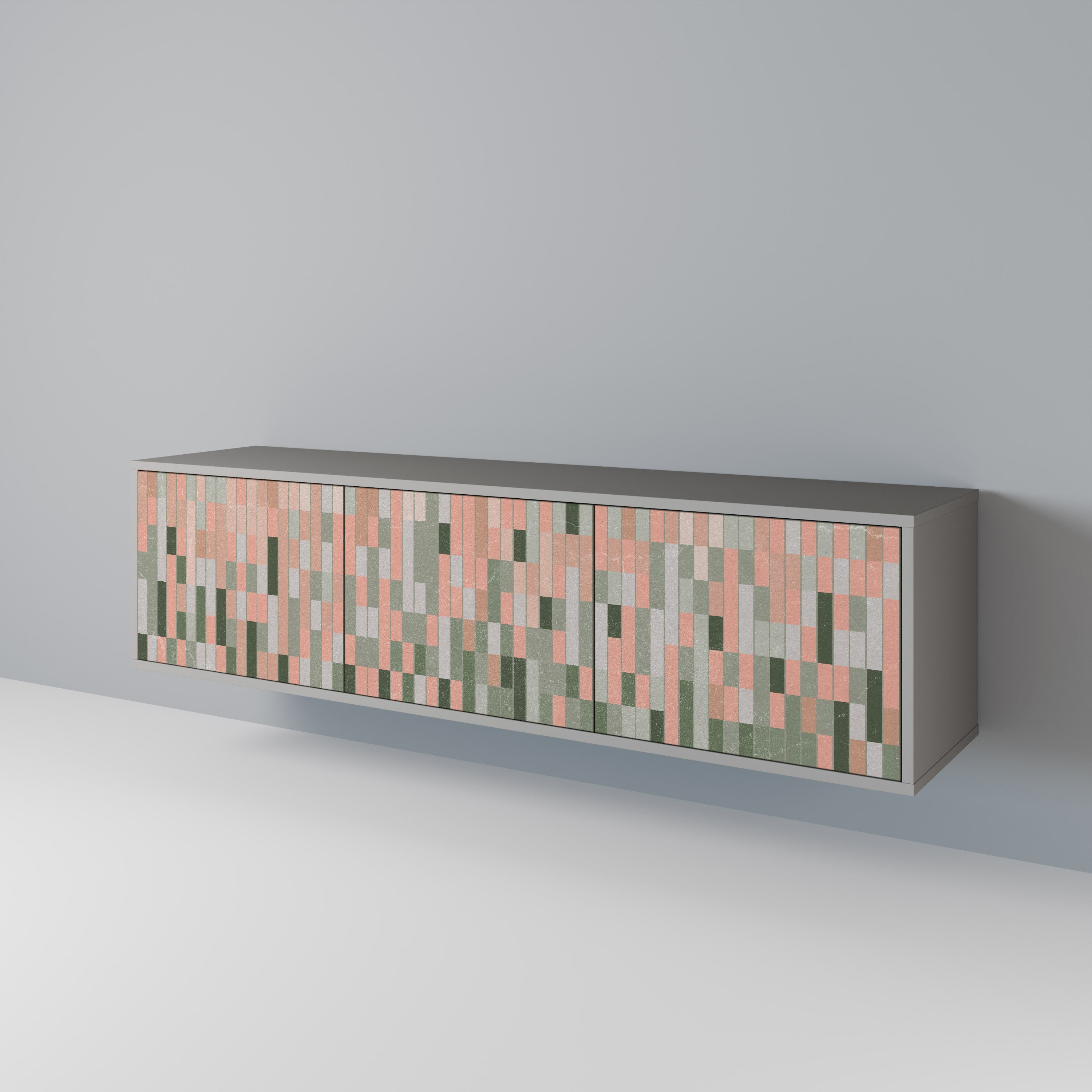 CONSTRUIRE L'AVENIR Meuble TV 3 portes en finition grise