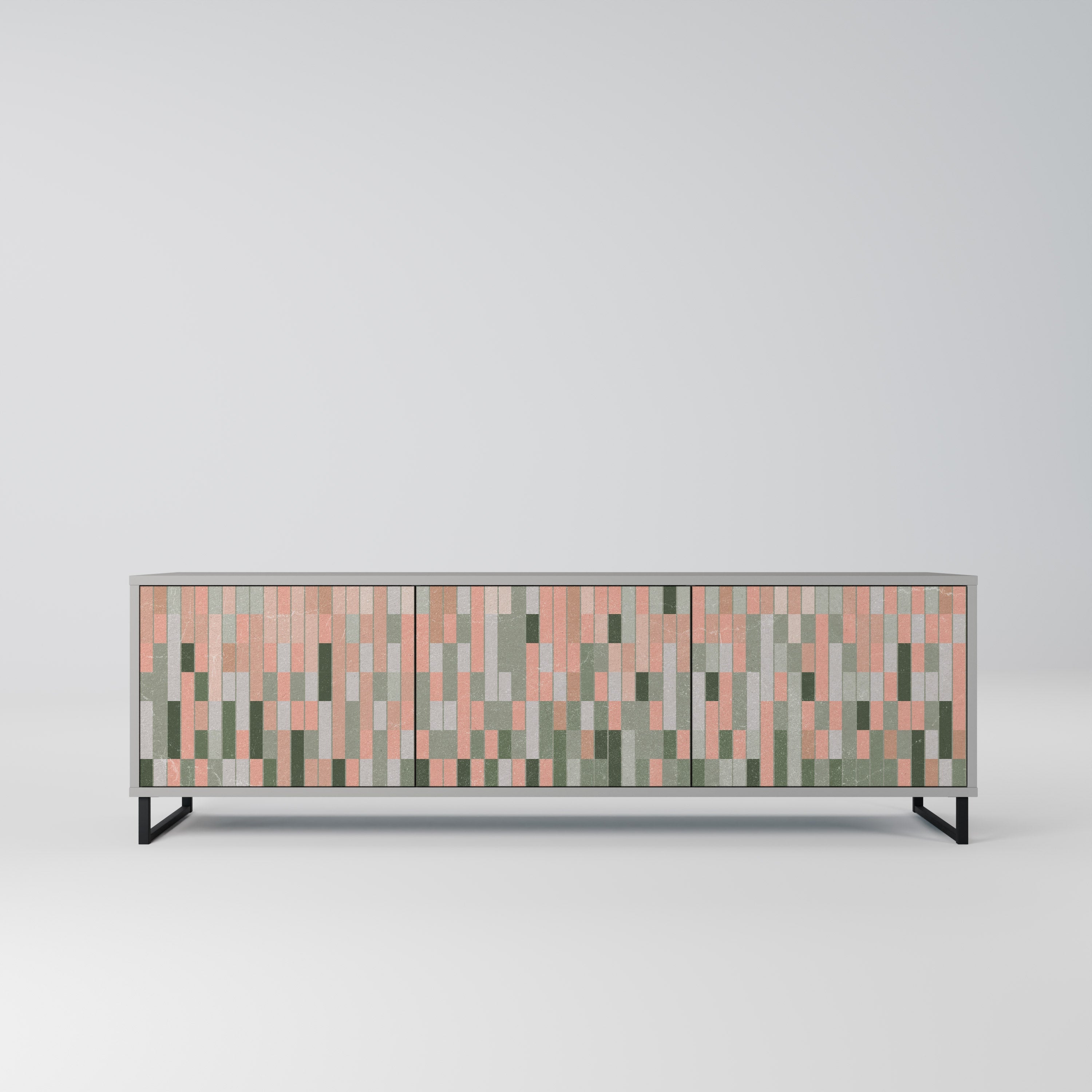 CONSTRUIRE L'AVENIR Meuble TV 3 portes en finition grise