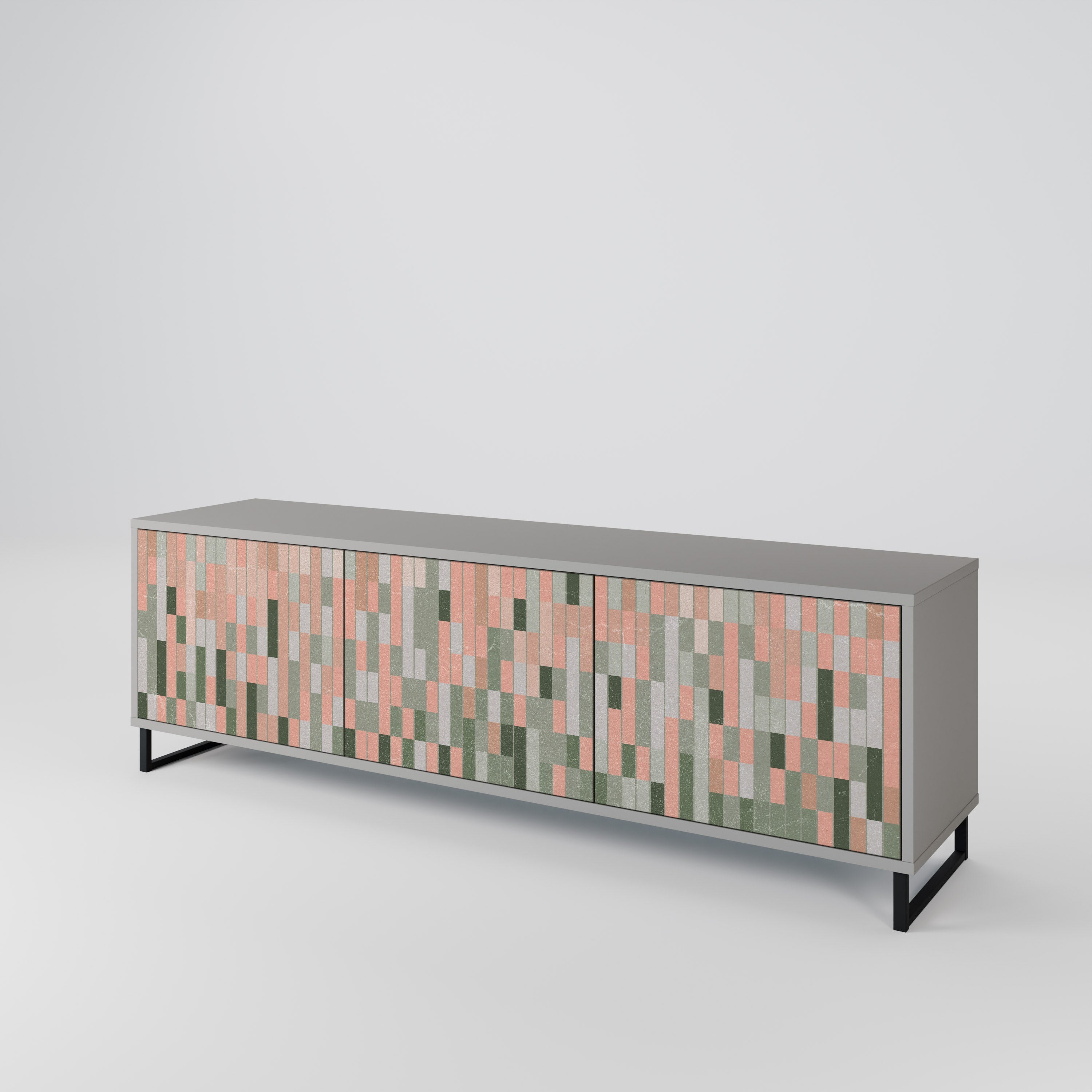 CONSTRUIRE L'AVENIR Meuble TV 3 portes en finition grise