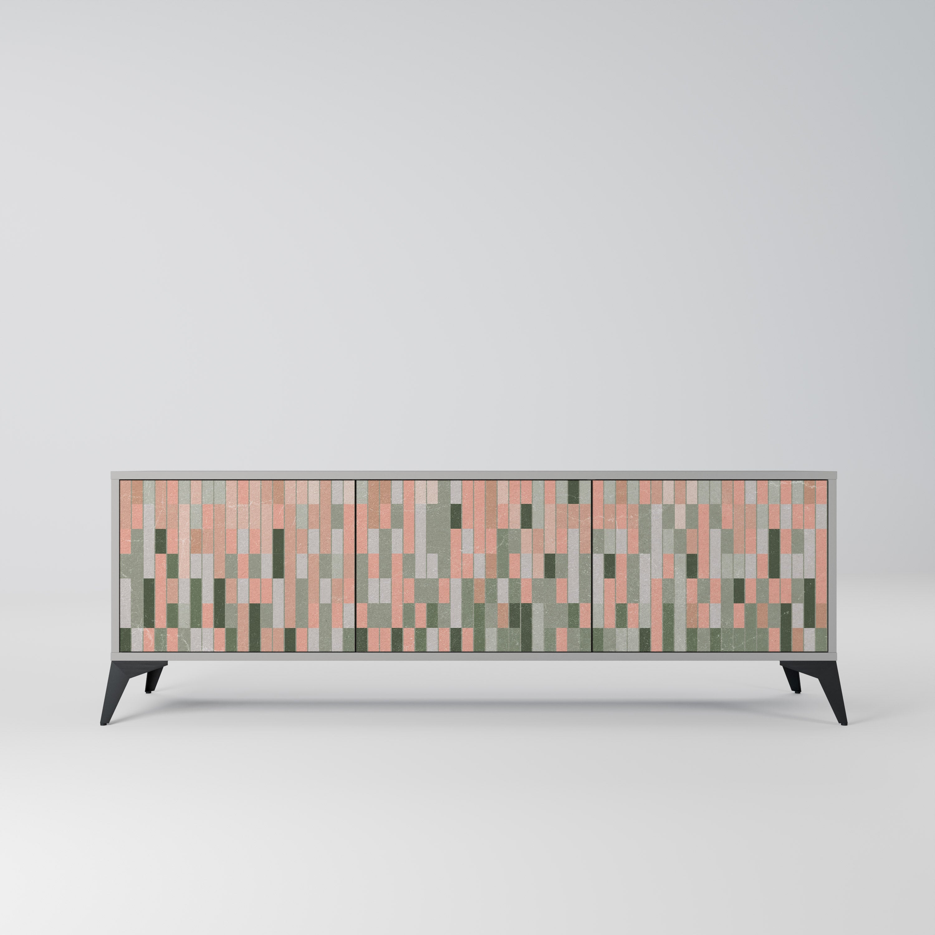 CONSTRUIRE L'AVENIR Meuble TV 3 portes en finition grise