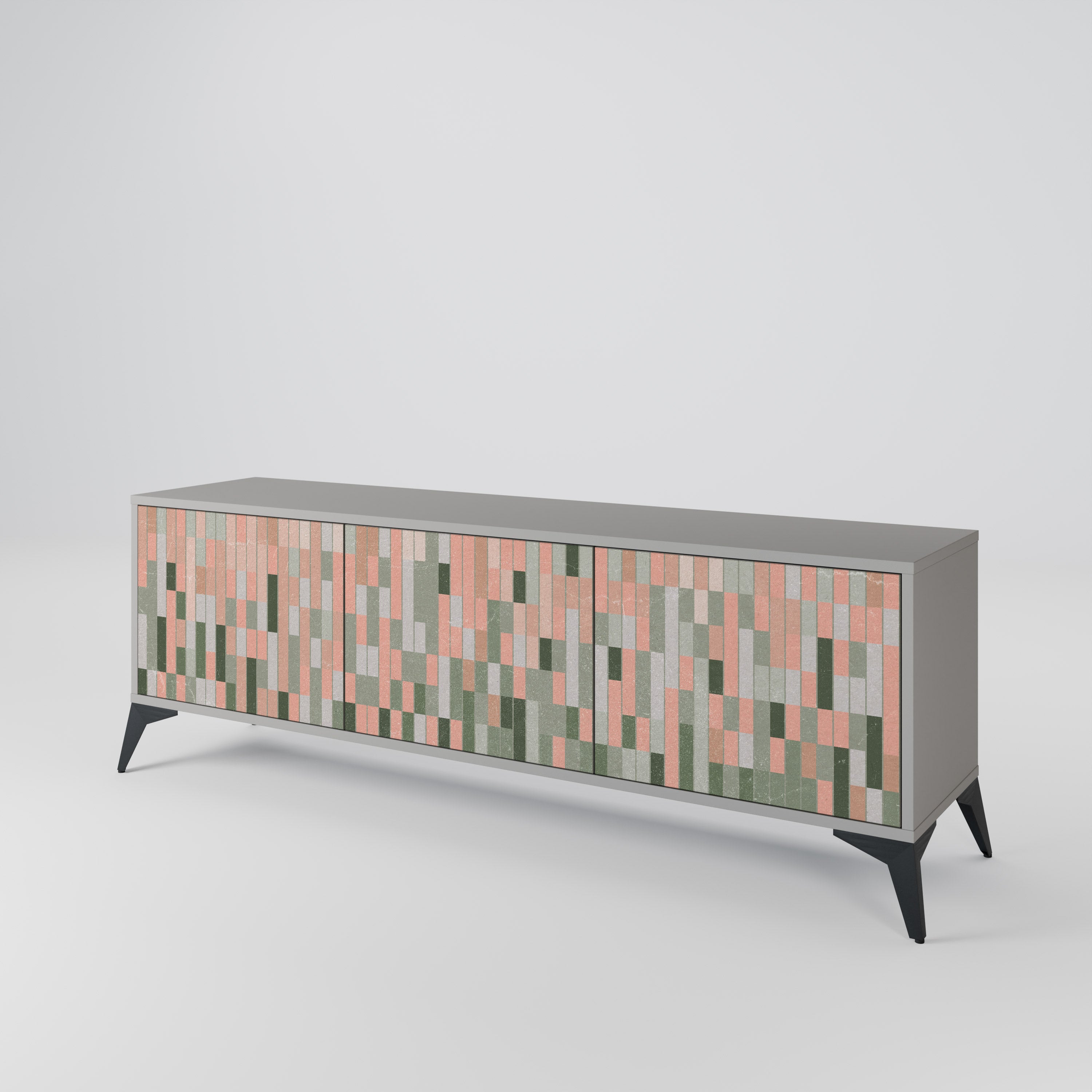 CONSTRUIRE L'AVENIR Meuble TV 3 portes en finition grise