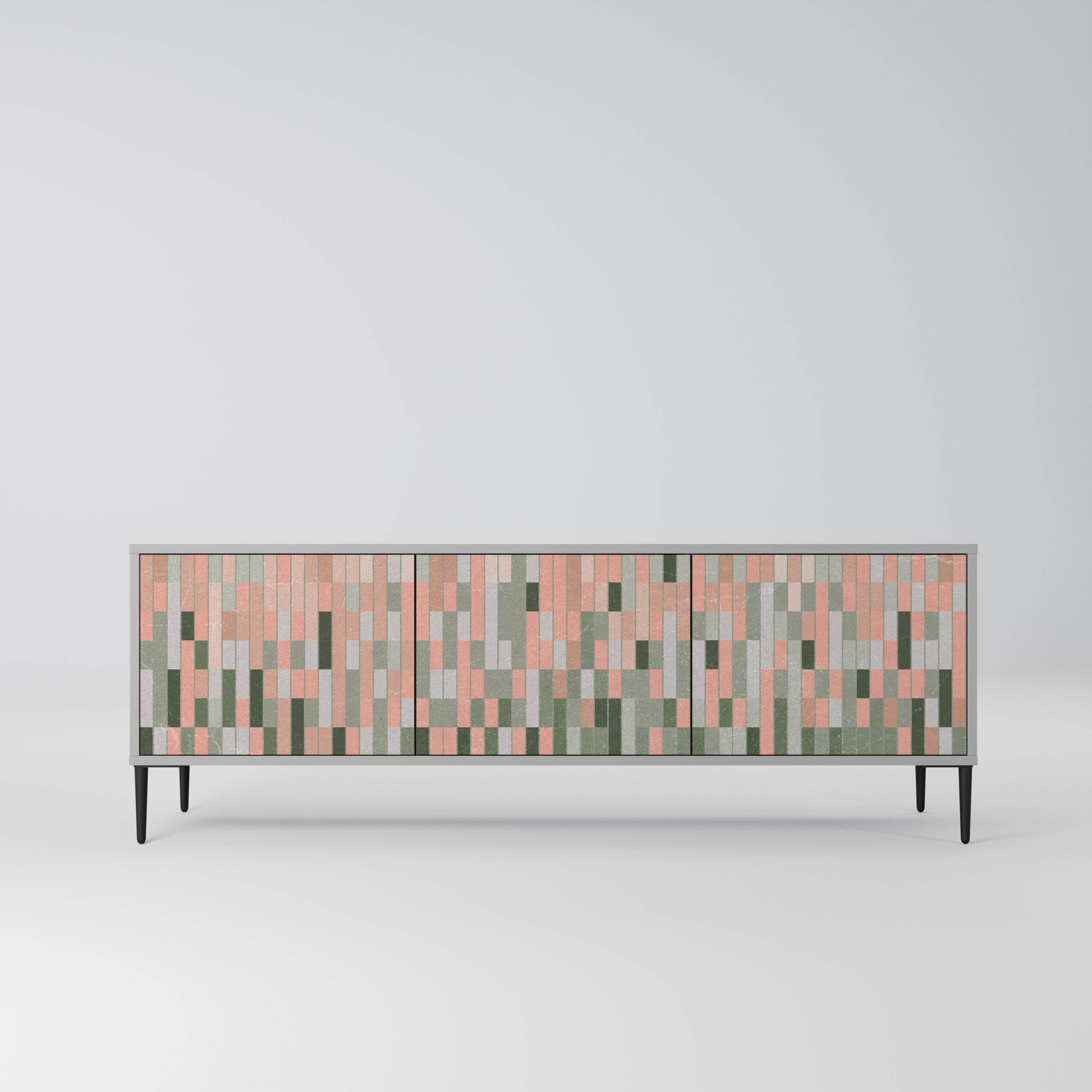 CONSTRUIRE L'AVENIR Meuble TV 3 portes en finition grise