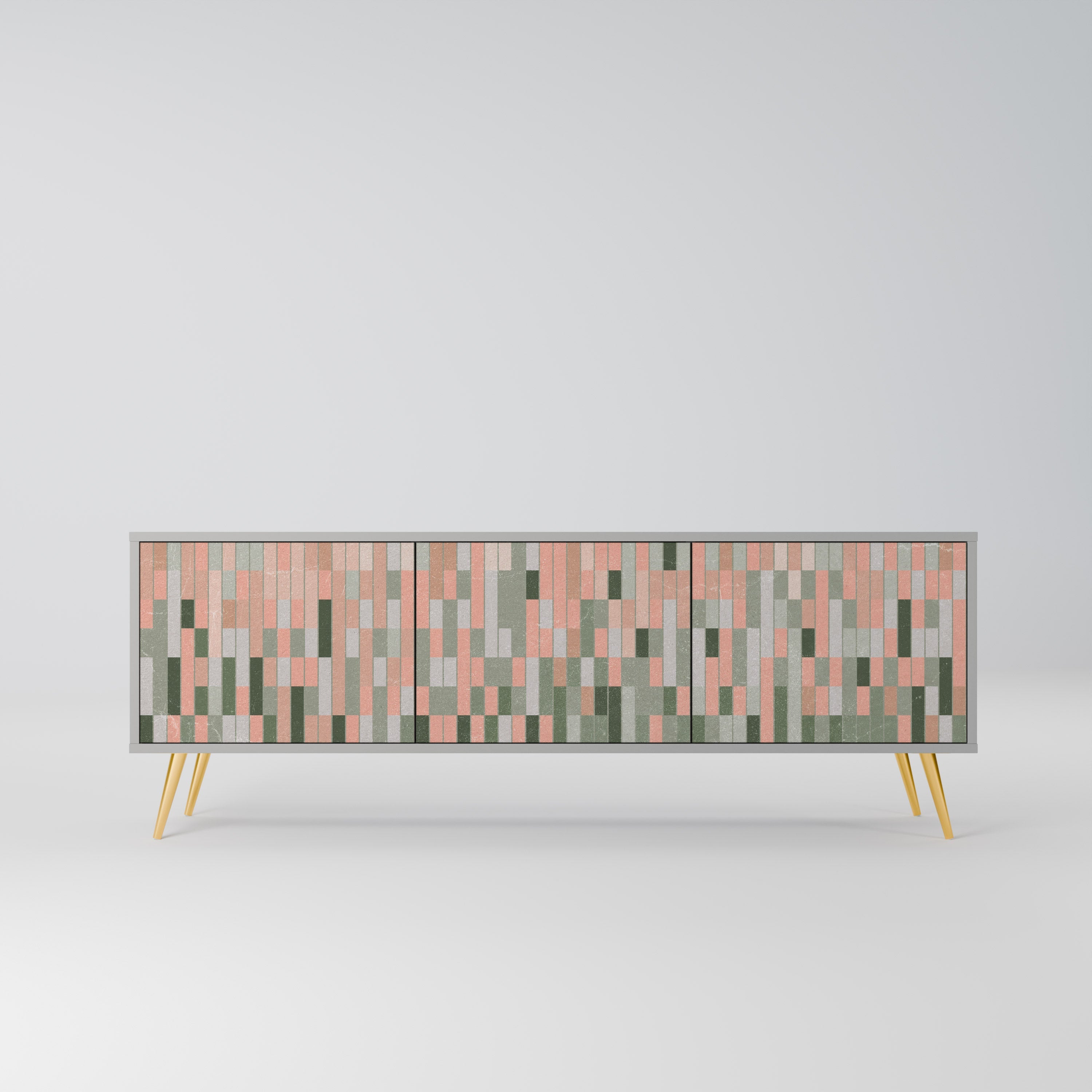 CONSTRUIRE L'AVENIR Meuble TV 3 portes en finition grise