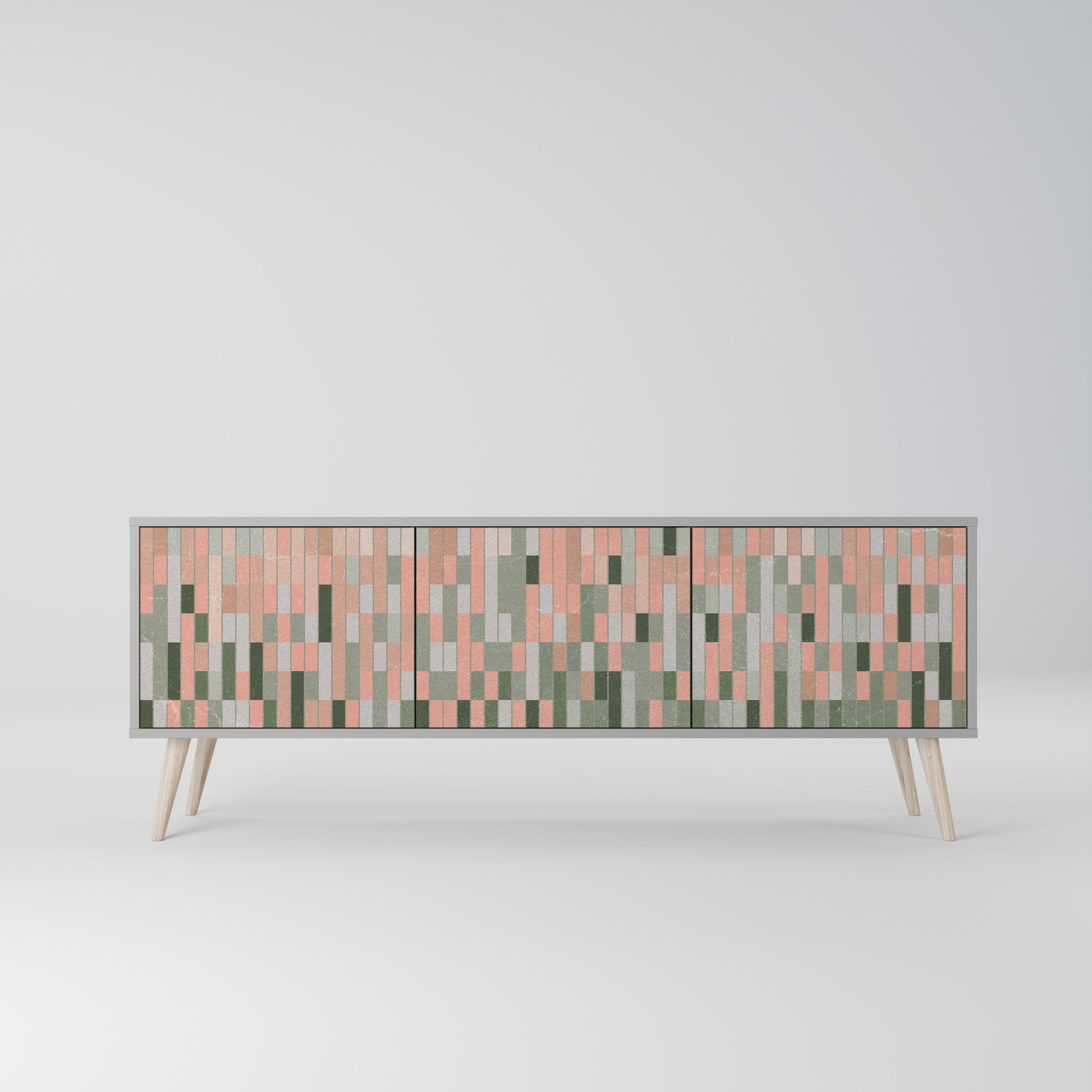 CONSTRUIRE L'AVENIR Meuble TV 3 portes en finition grise