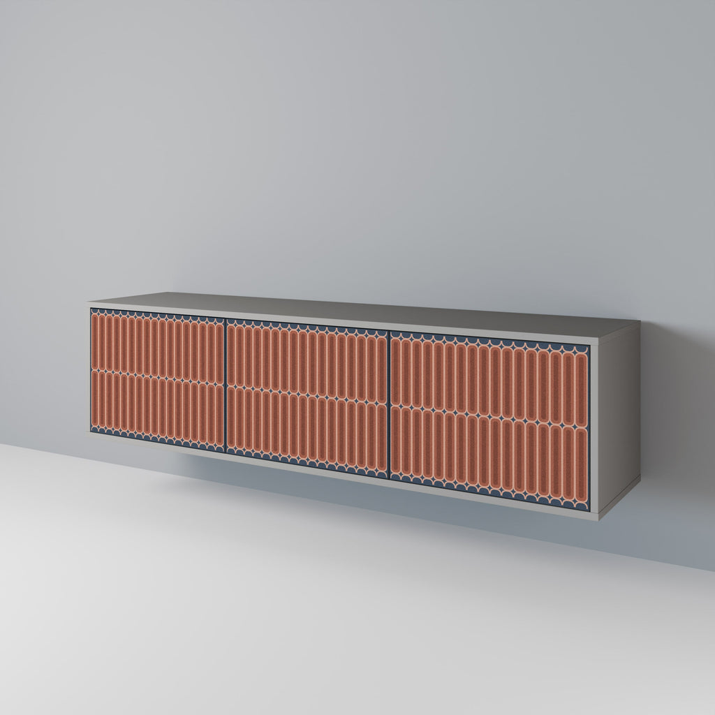 Meuble TV 3 portes HYPNOTIC GATE, finition grise