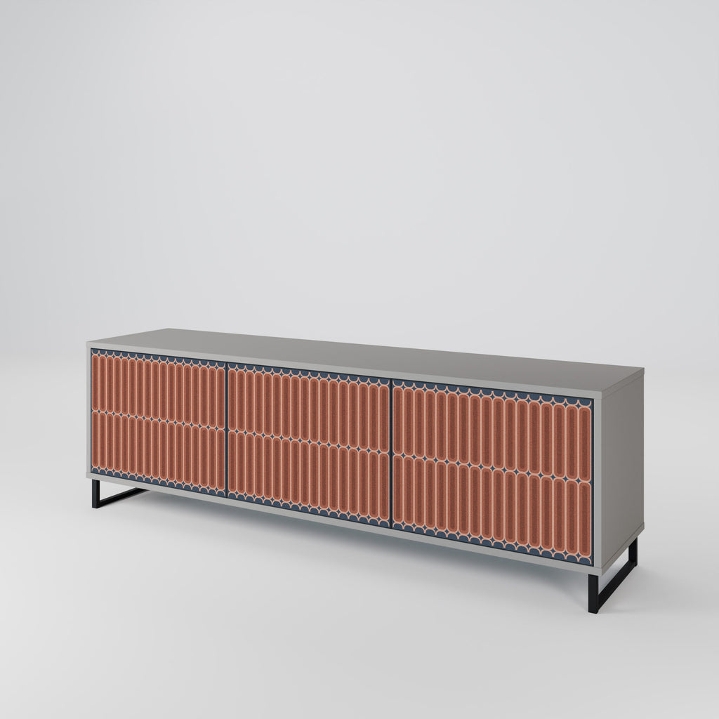 Meuble TV 3 portes HYPNOTIC GATE, finition grise