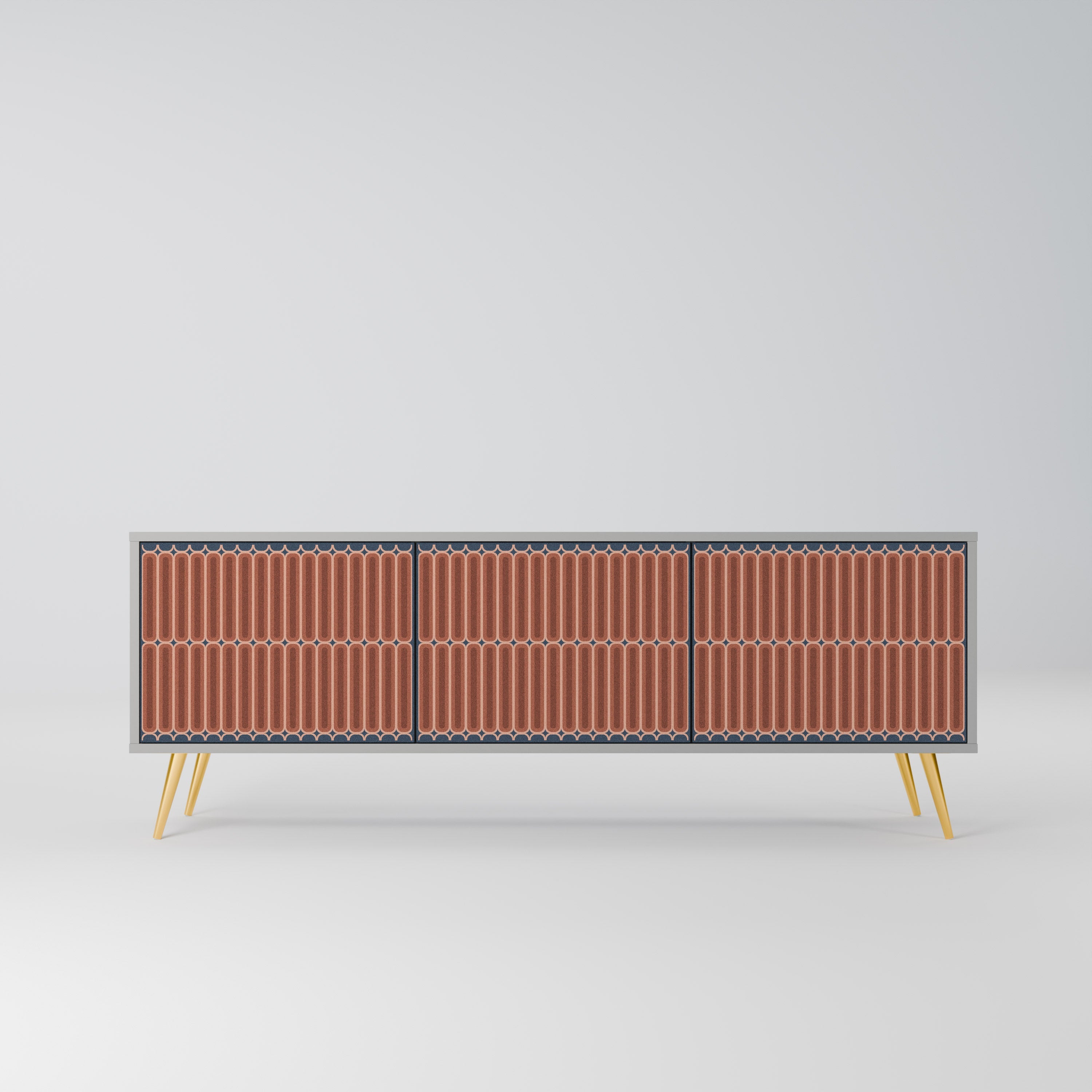 Meuble TV 3 portes HYPNOTIC GATE, finition grise