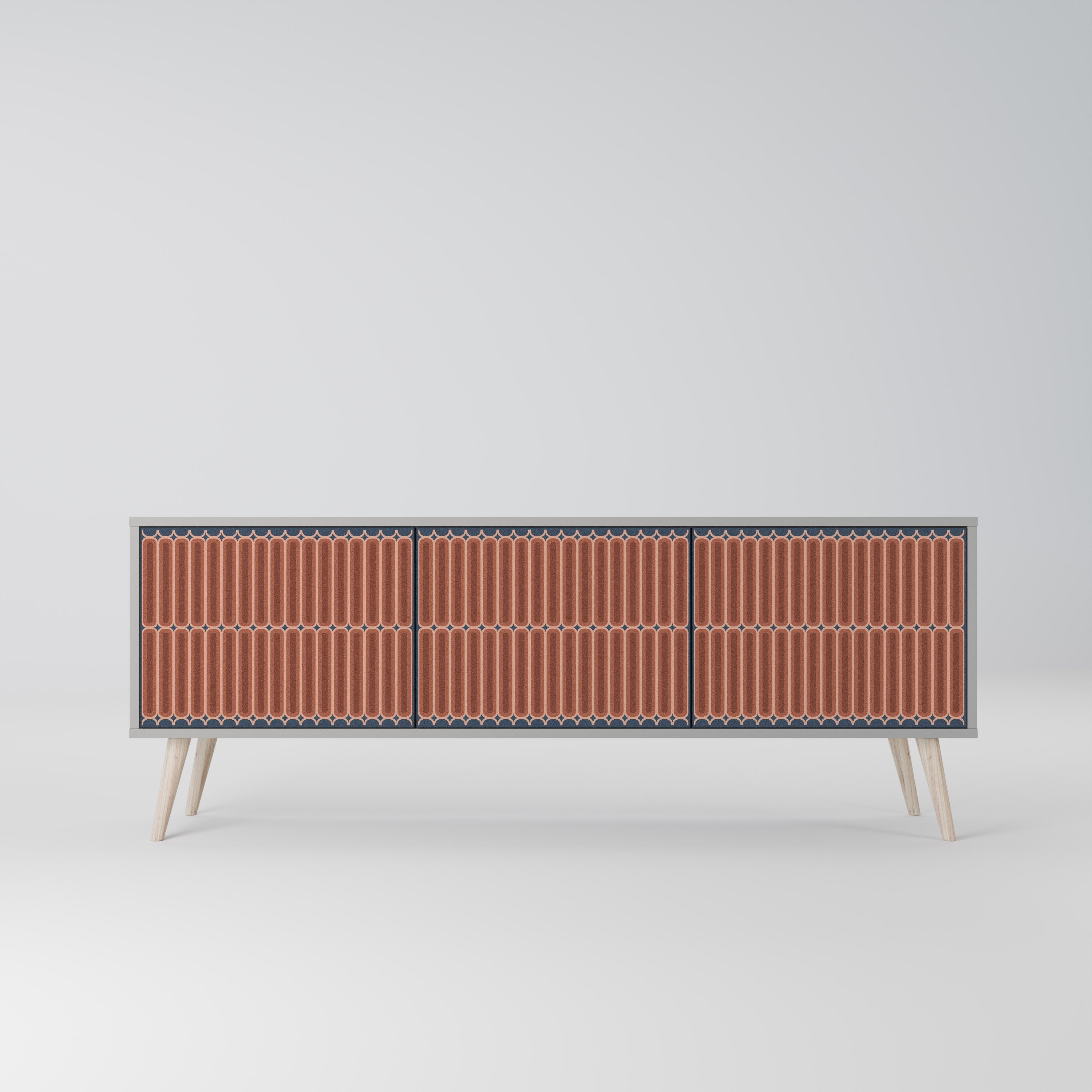 Meuble TV 3 portes HYPNOTIC GATE, finition grise