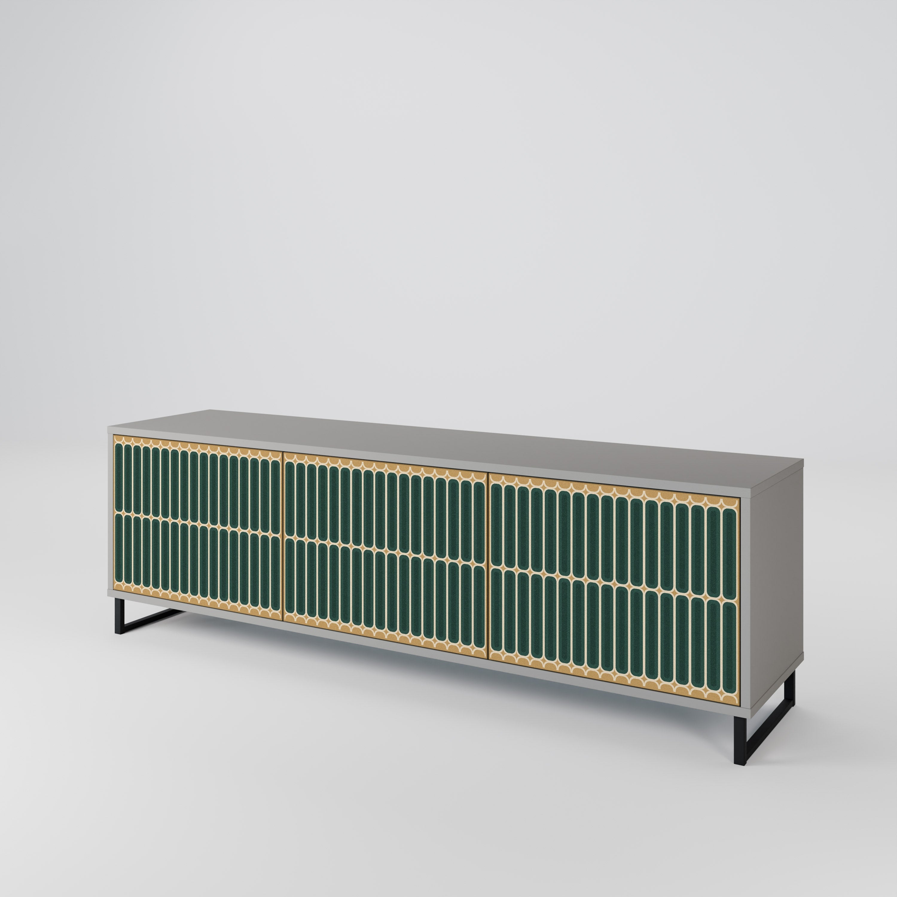 Meuble TV 3 portes ILUSION GATE finition grise