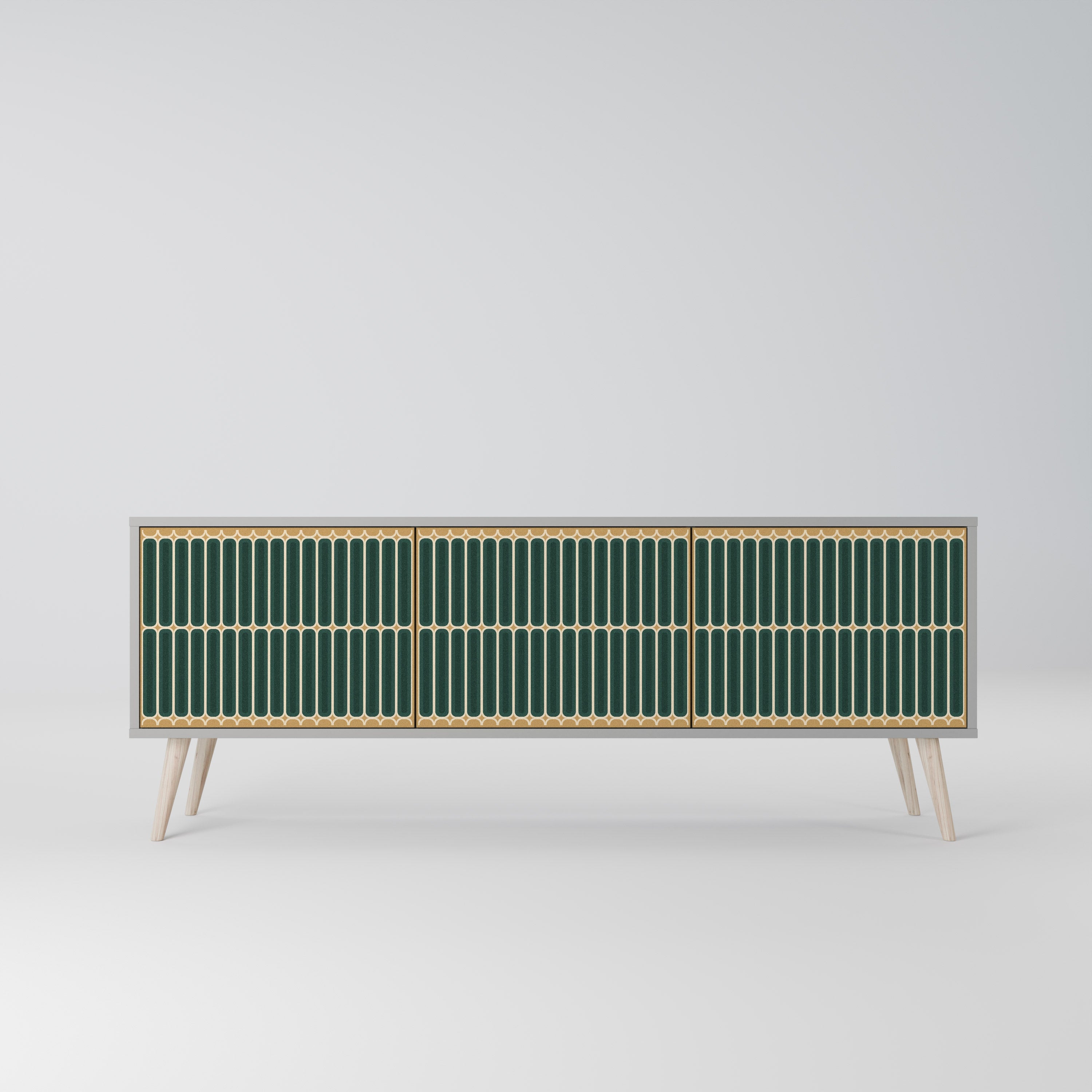 Meuble TV 3 portes ILUSION GATE finition grise