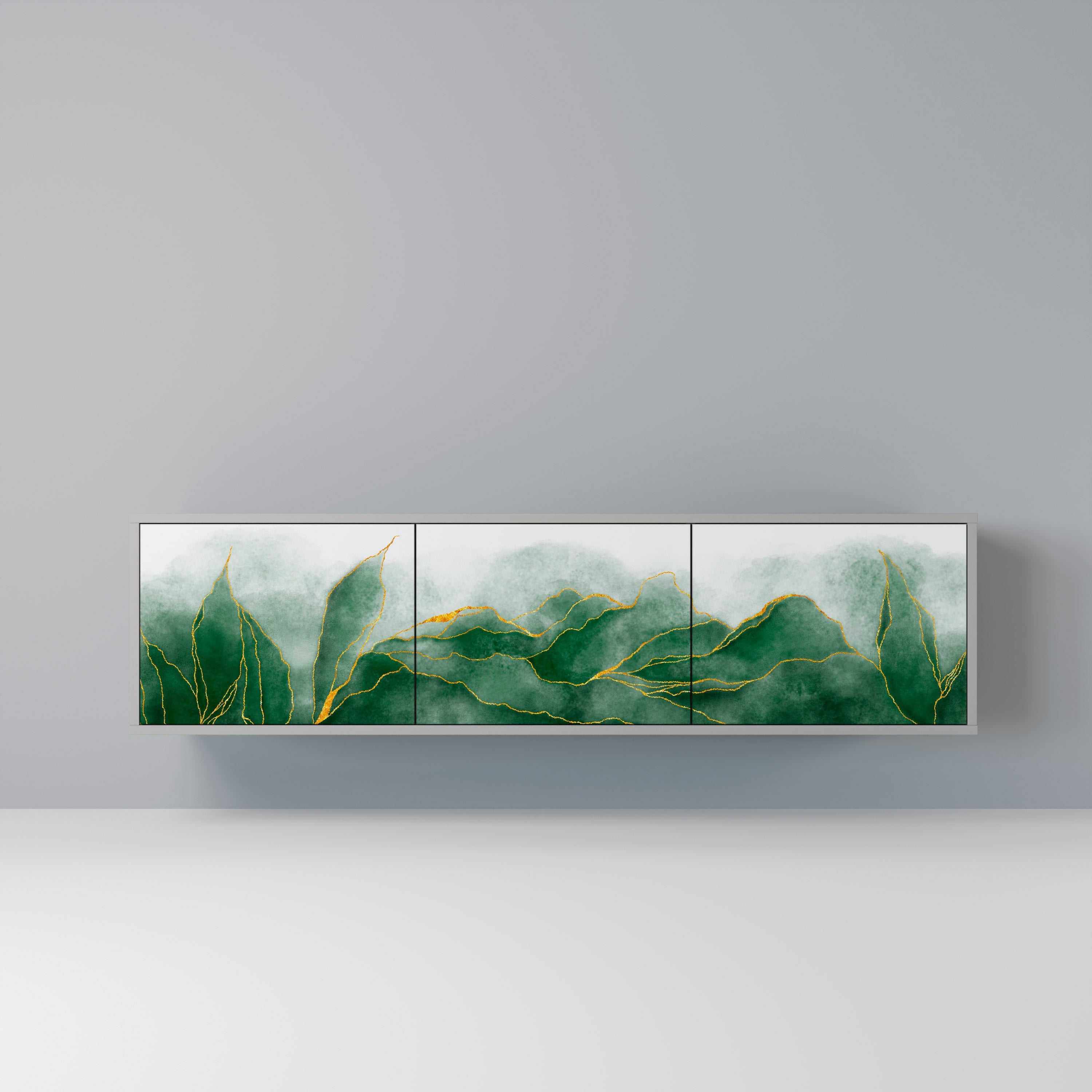 Meuble TV 3 portes EXPENSIVE NATURE en finition grise