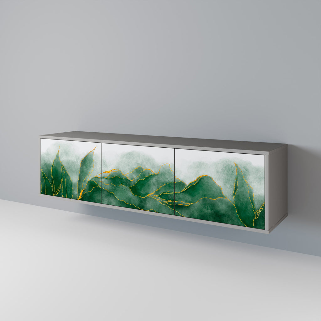 Meuble TV 3 portes EXPENSIVE NATURE en finition grise