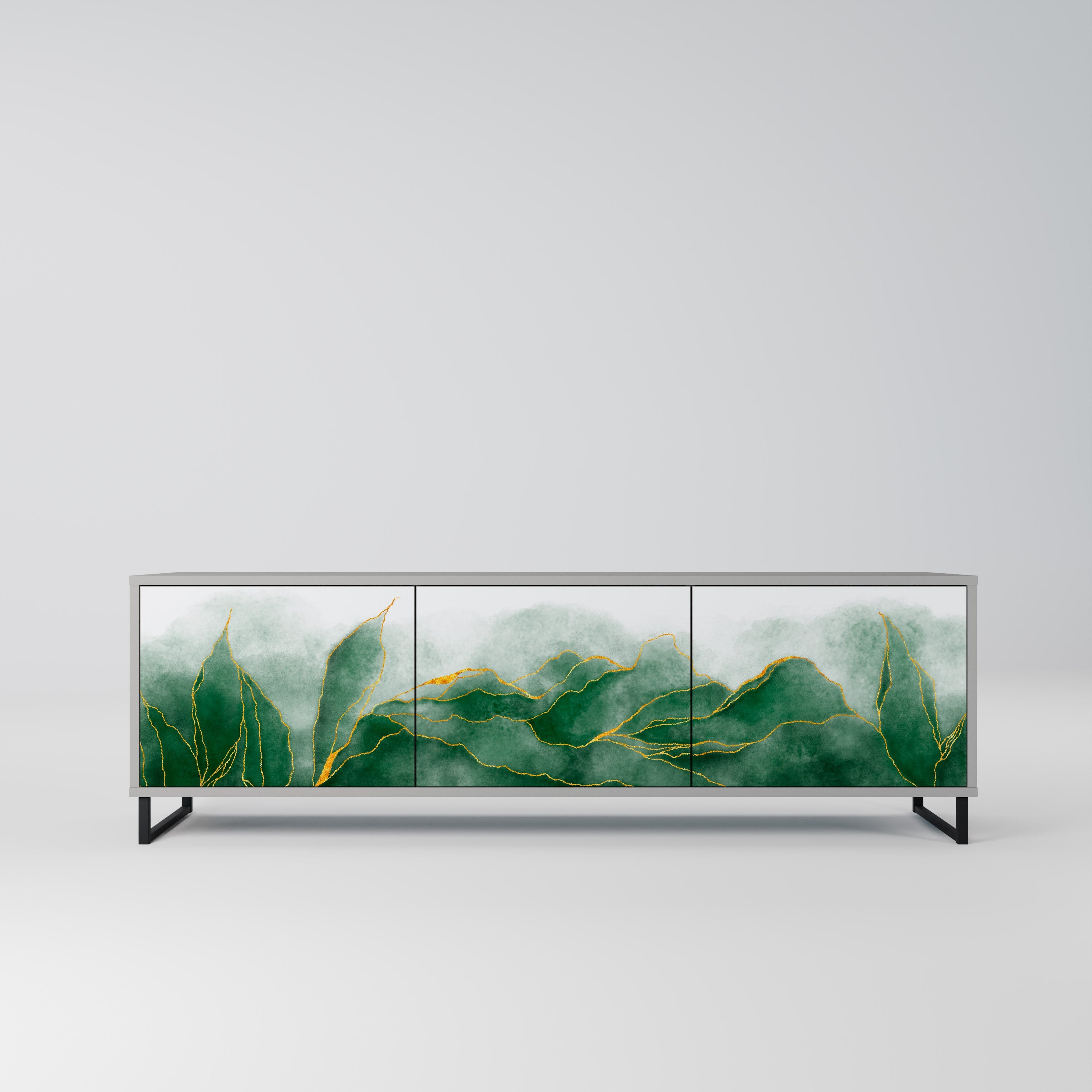 Meuble TV 3 portes EXPENSIVE NATURE en finition grise