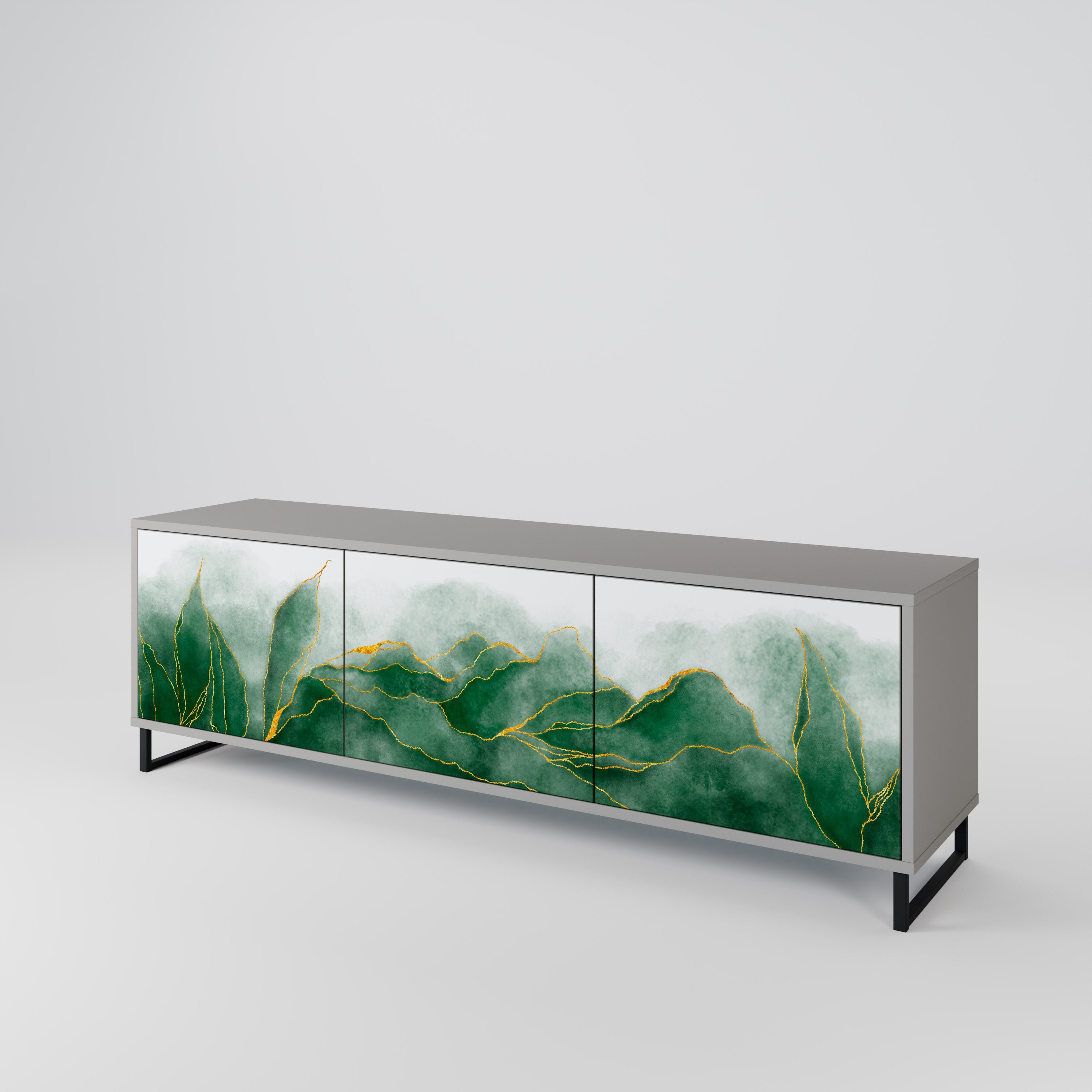 Meuble TV 3 portes EXPENSIVE NATURE en finition grise