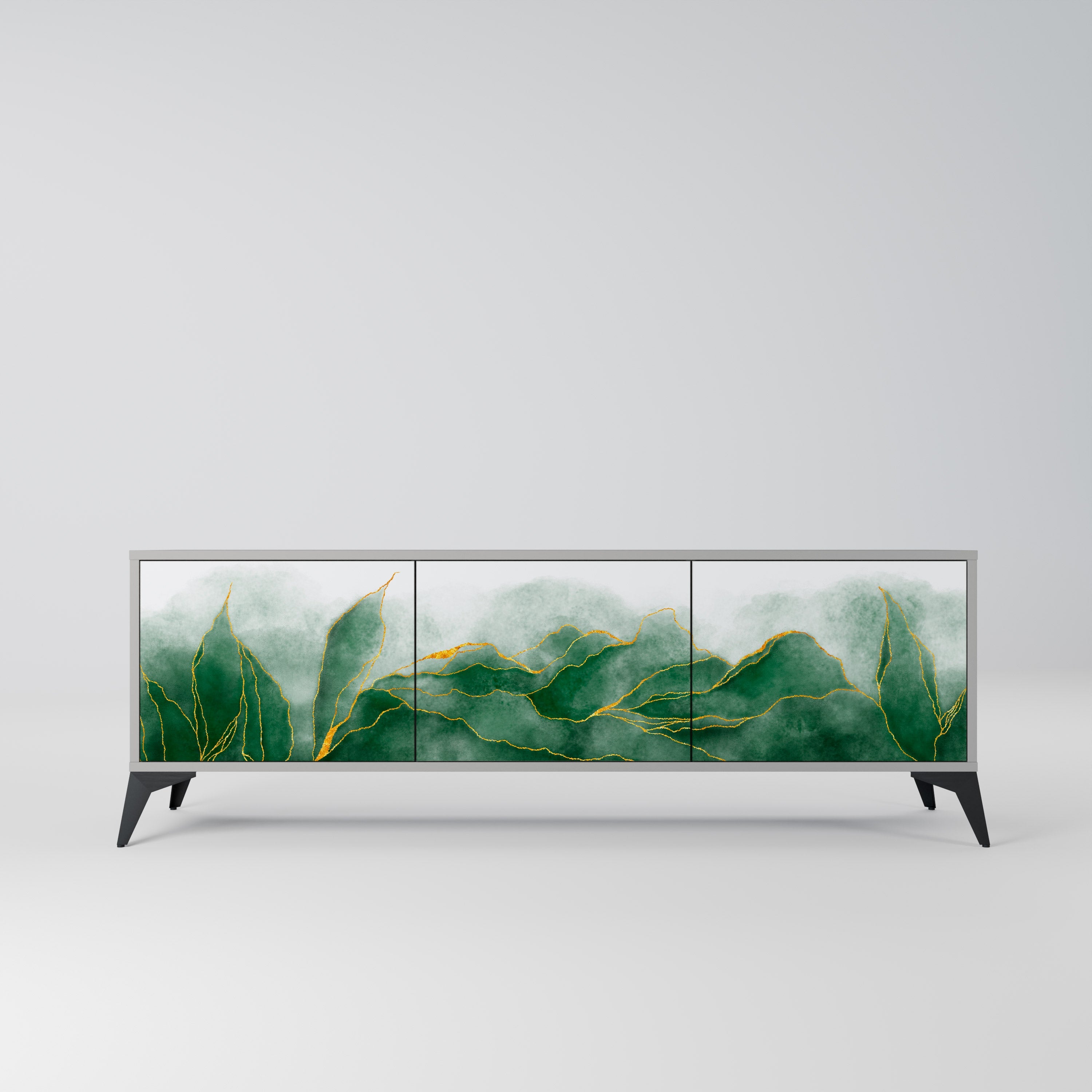 Meuble TV 3 portes EXPENSIVE NATURE en finition grise