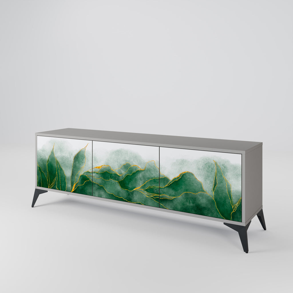 Meuble TV 3 portes EXPENSIVE NATURE en finition grise