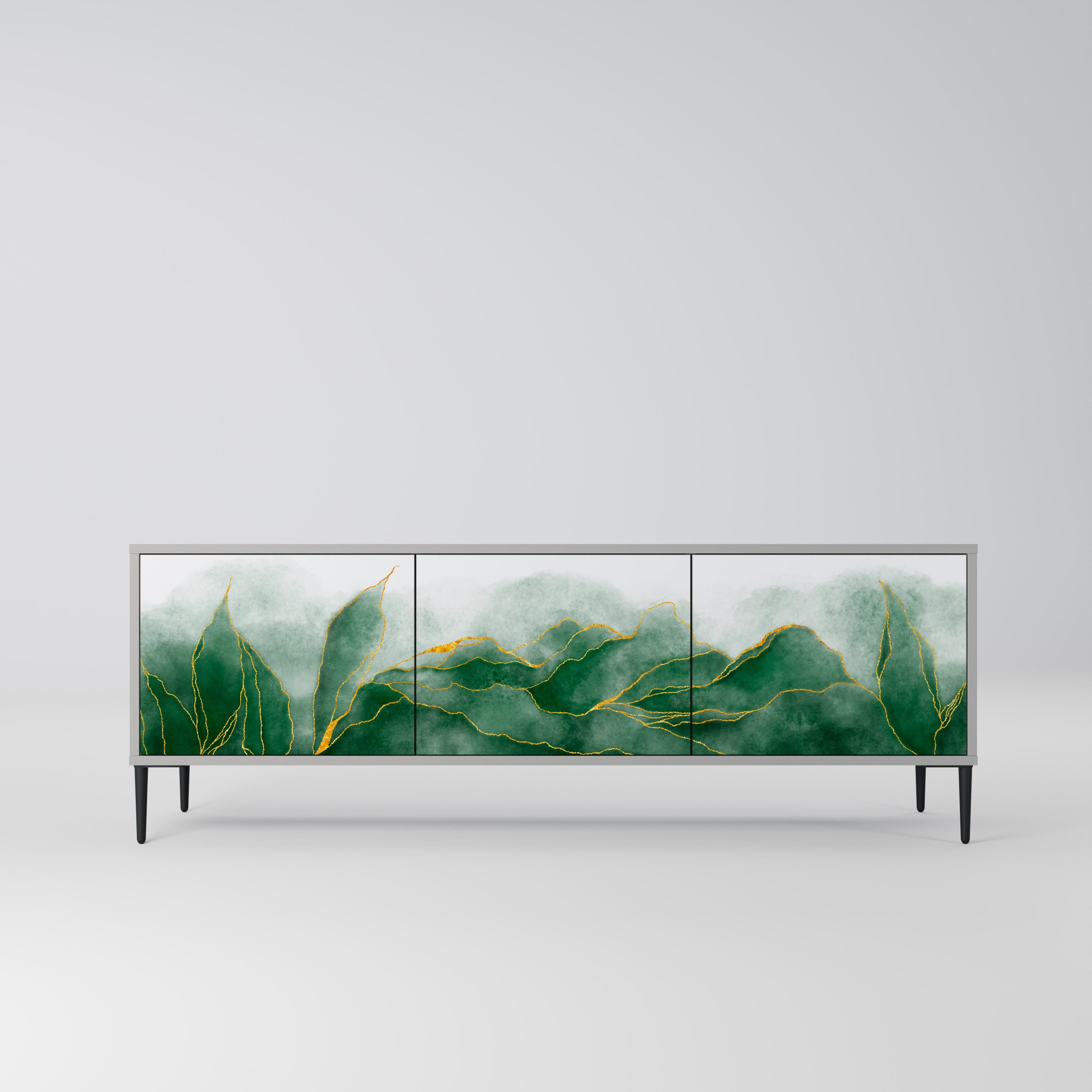 Meuble TV 3 portes EXPENSIVE NATURE en finition grise