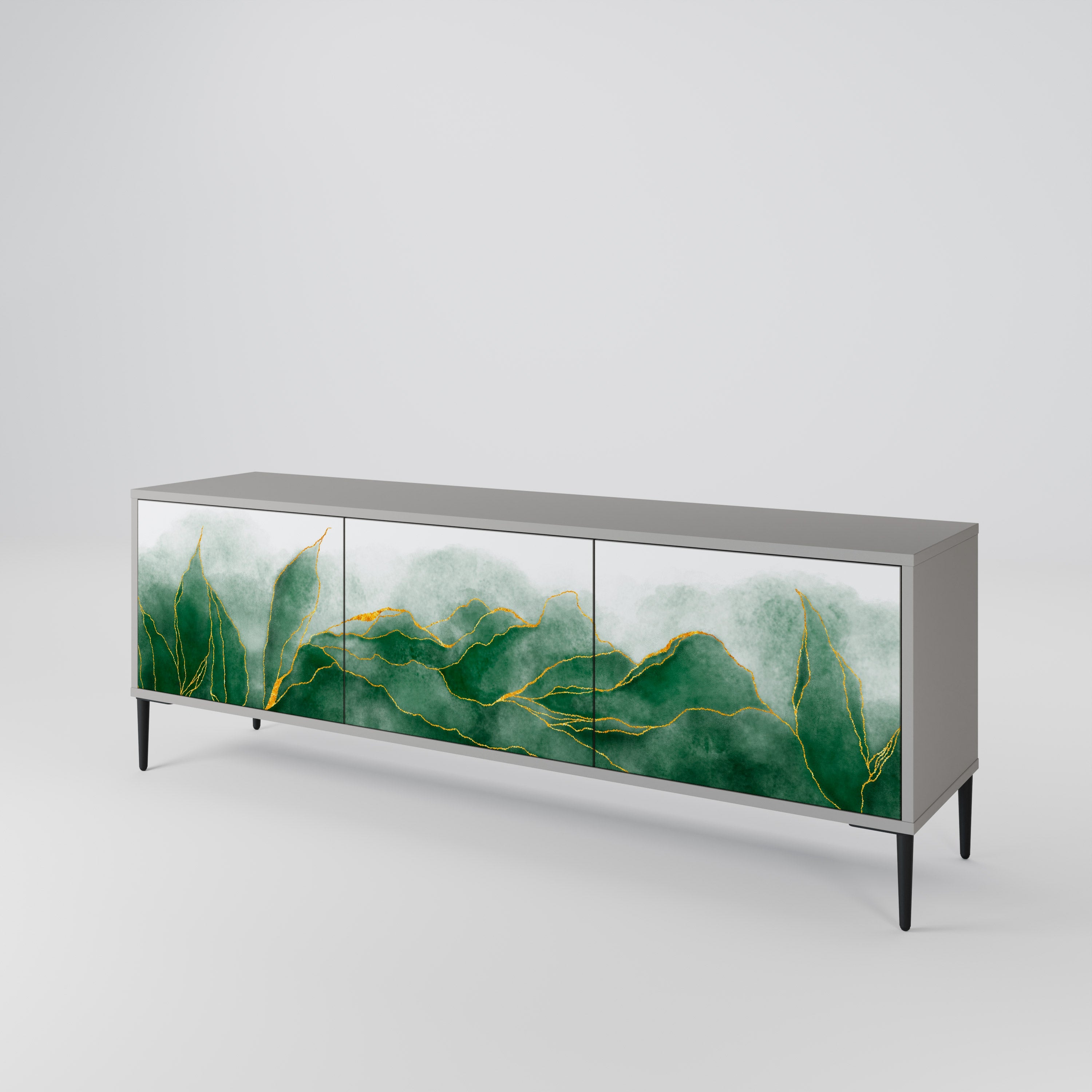 Meuble TV 3 portes EXPENSIVE NATURE en finition grise