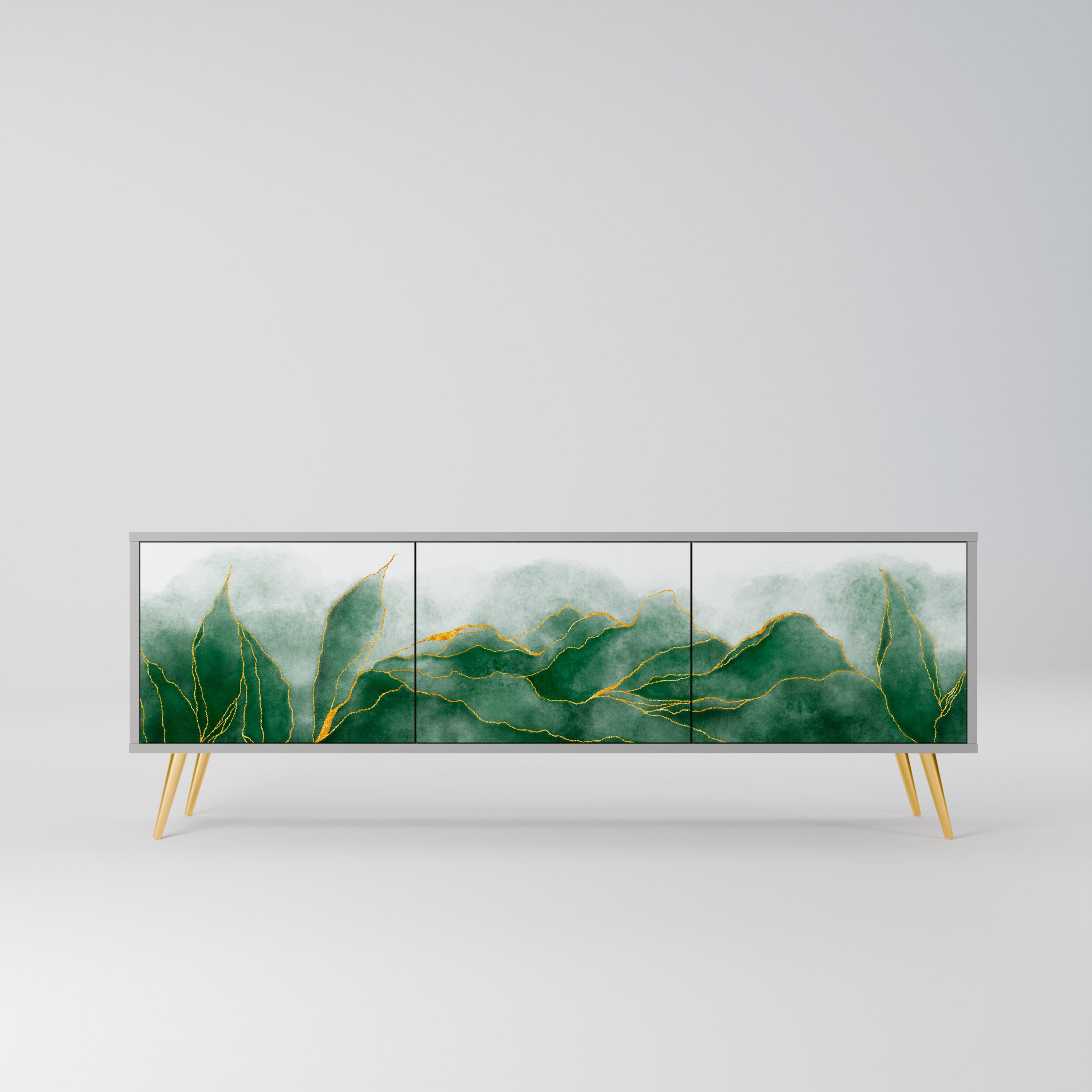 Meuble TV 3 portes EXPENSIVE NATURE en finition grise