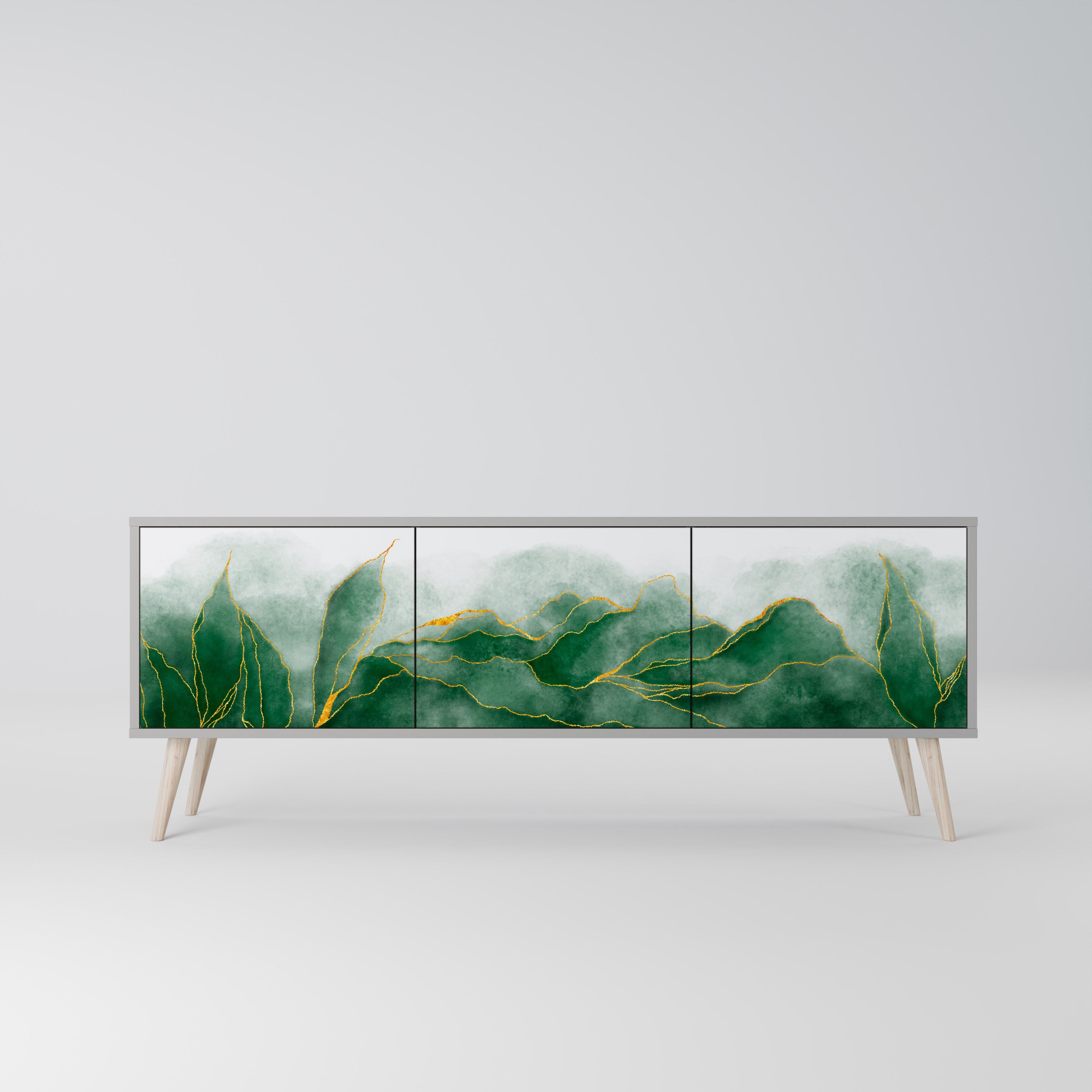 Meuble TV 3 portes EXPENSIVE NATURE en finition grise