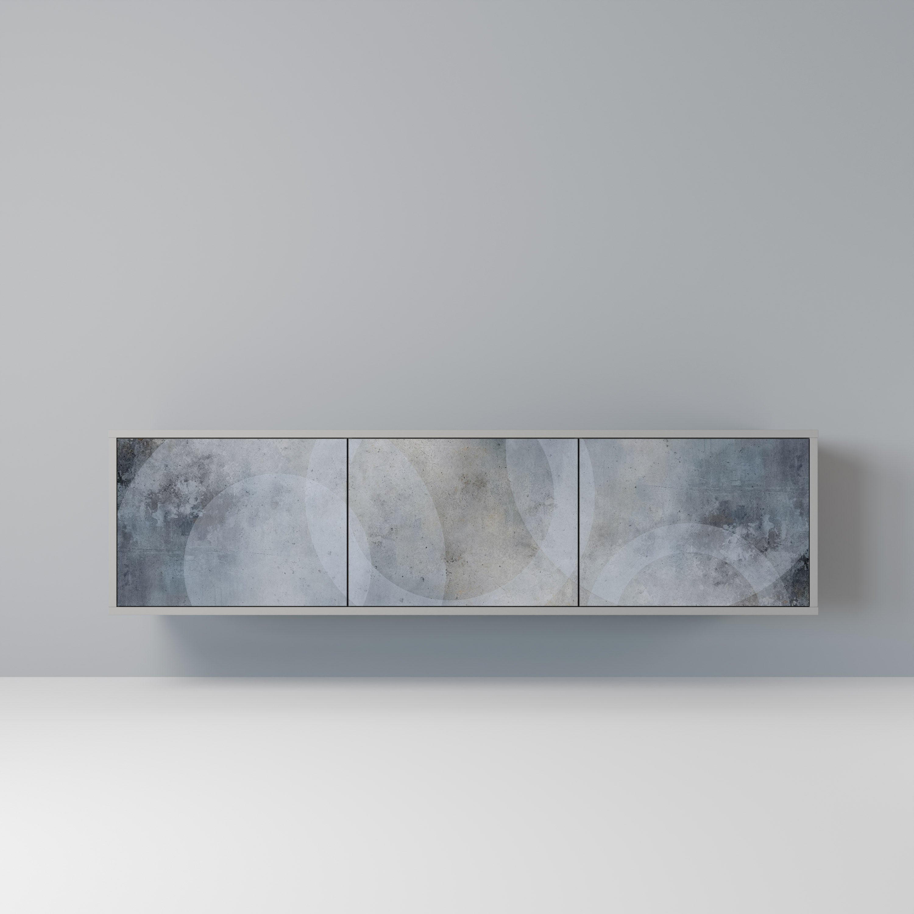 Meuble TV 3 portes MUTED ARC finition grise