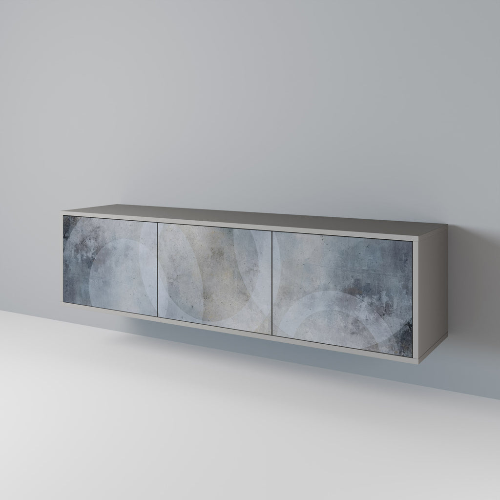 Meuble TV 3 portes MUTED ARC finition grise