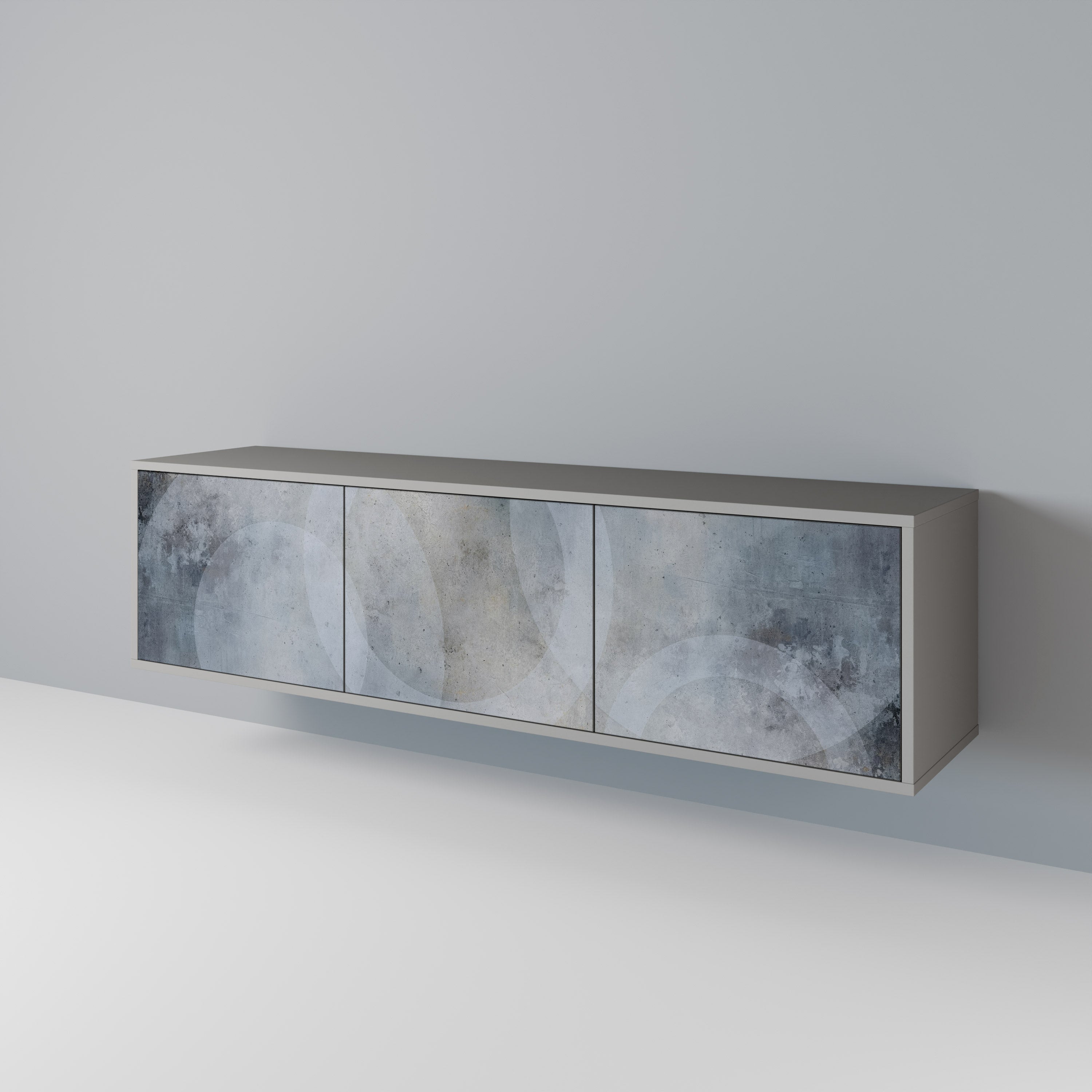 Meuble TV 3 portes MUTED ARC finition grise