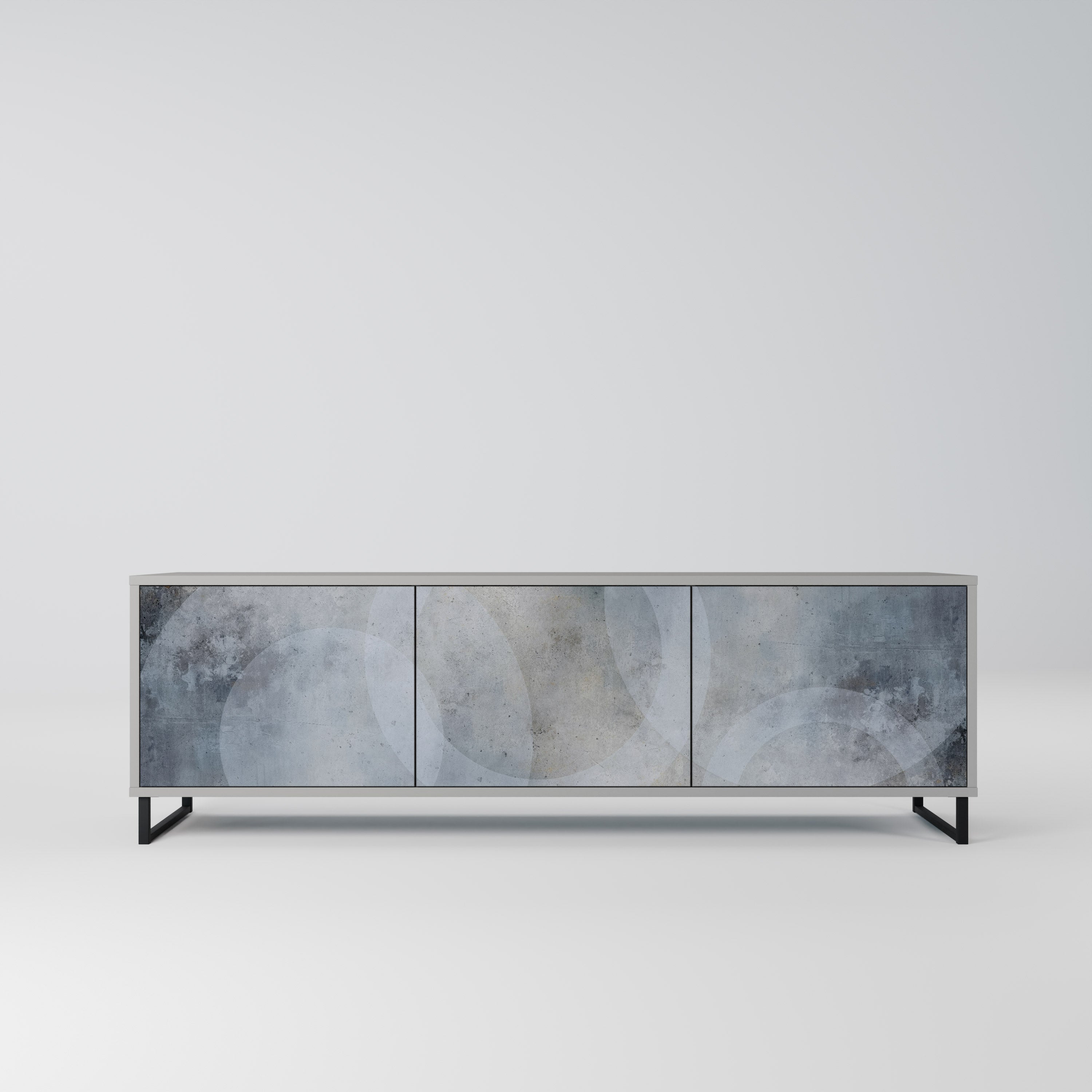 Meuble TV 3 portes MUTED ARC finition grise