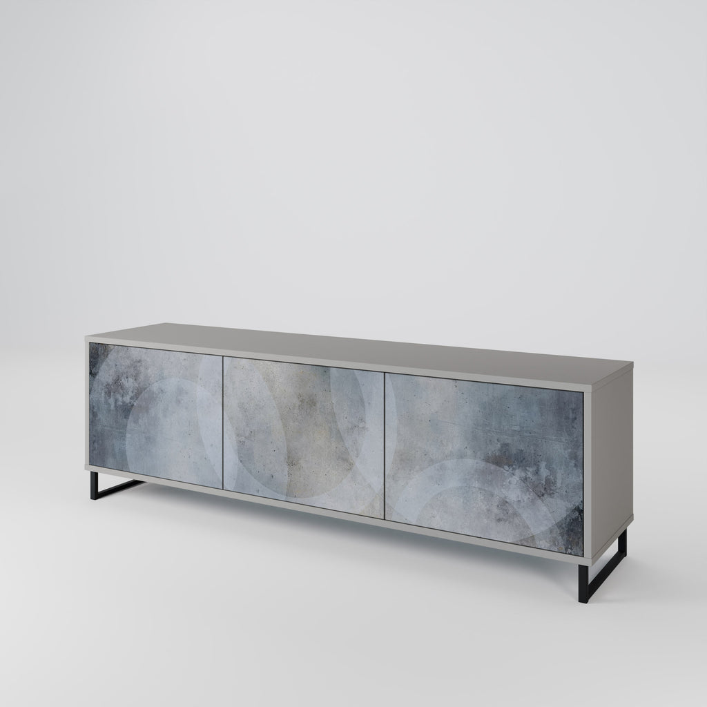 Meuble TV 3 portes MUTED ARC finition grise