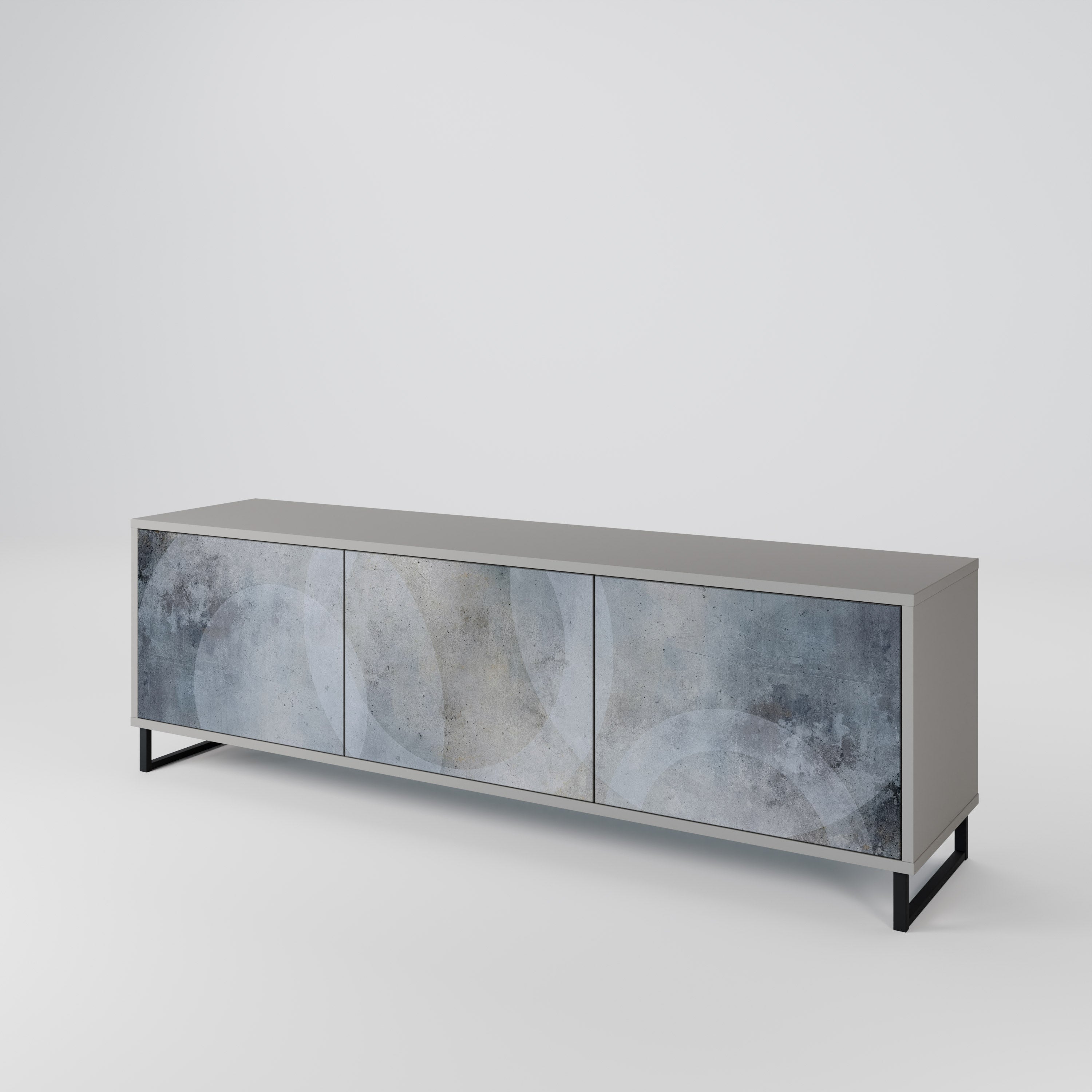 Meuble TV 3 portes MUTED ARC finition grise